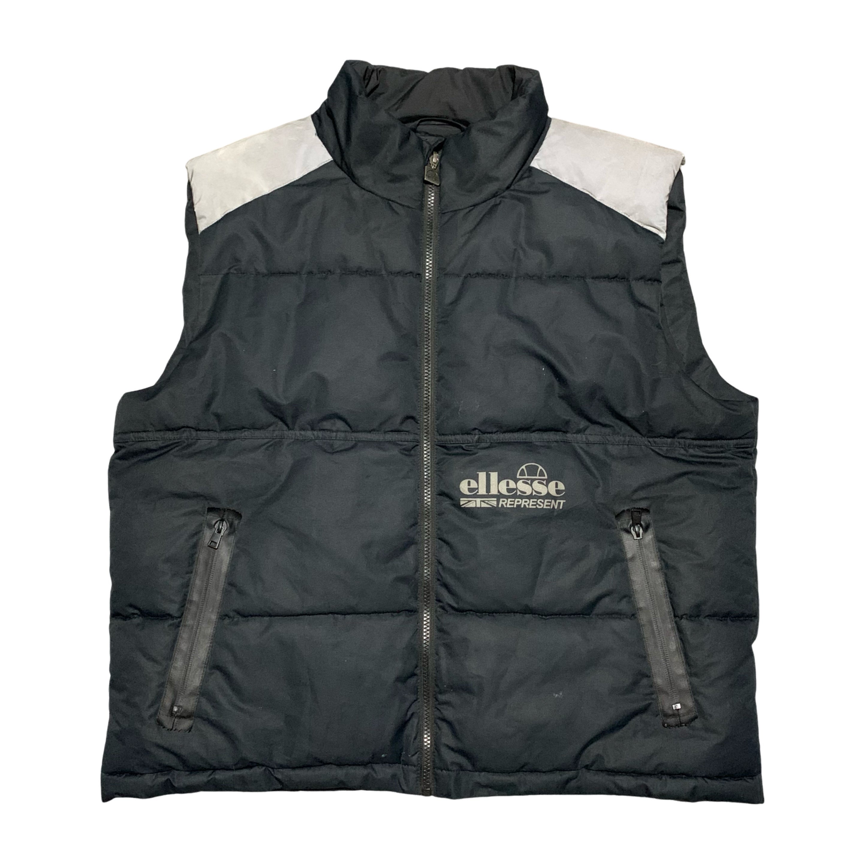 Represent Large Ellesse Gilet Puffer Vest Jacket Black Reflective (Unreleased Sample 1/1)