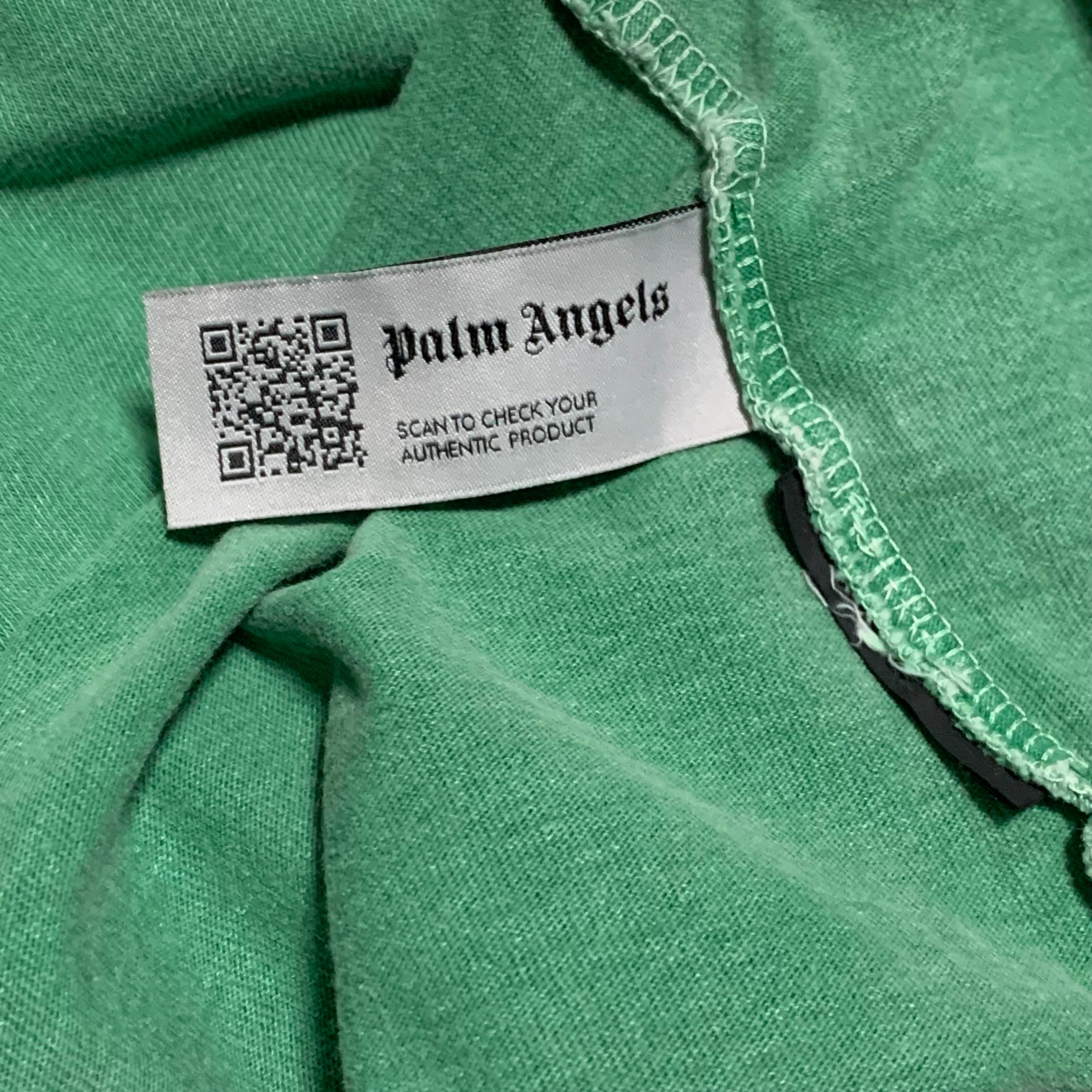 Palm Angels Medium Bear Head Green Tee Distressed