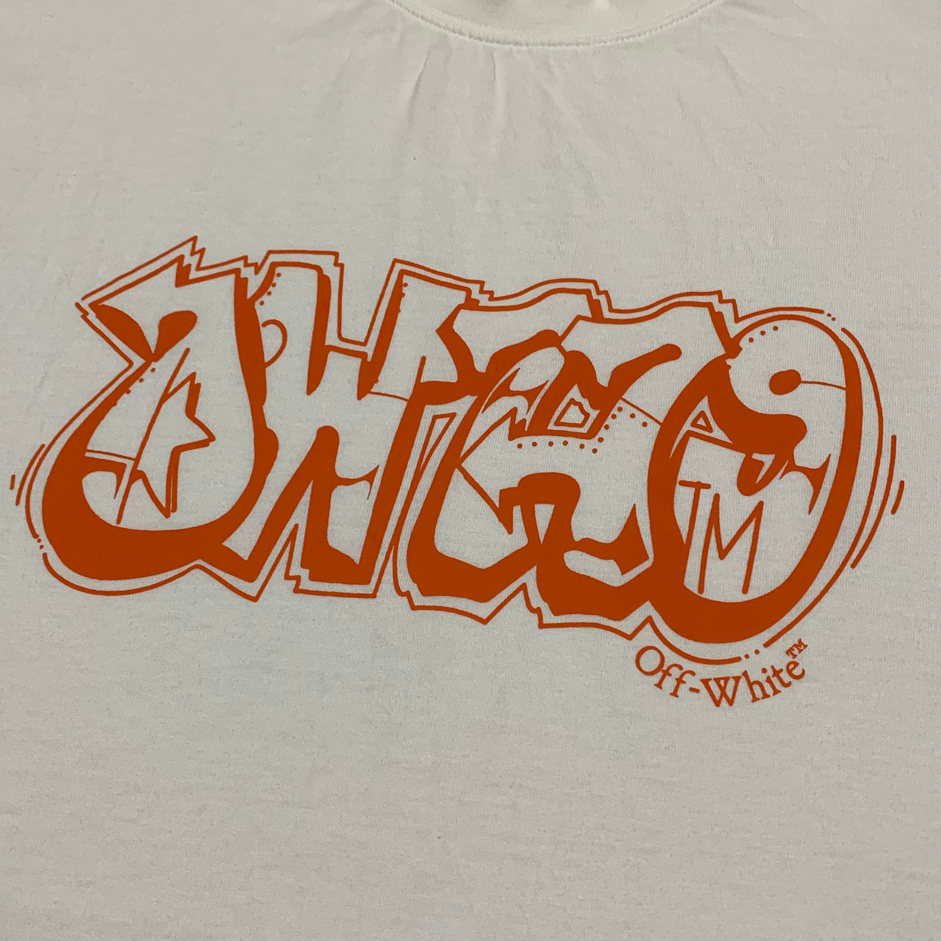 Off White Small Graffiti Graphic White Tee Virgil Abloh Limited Edition