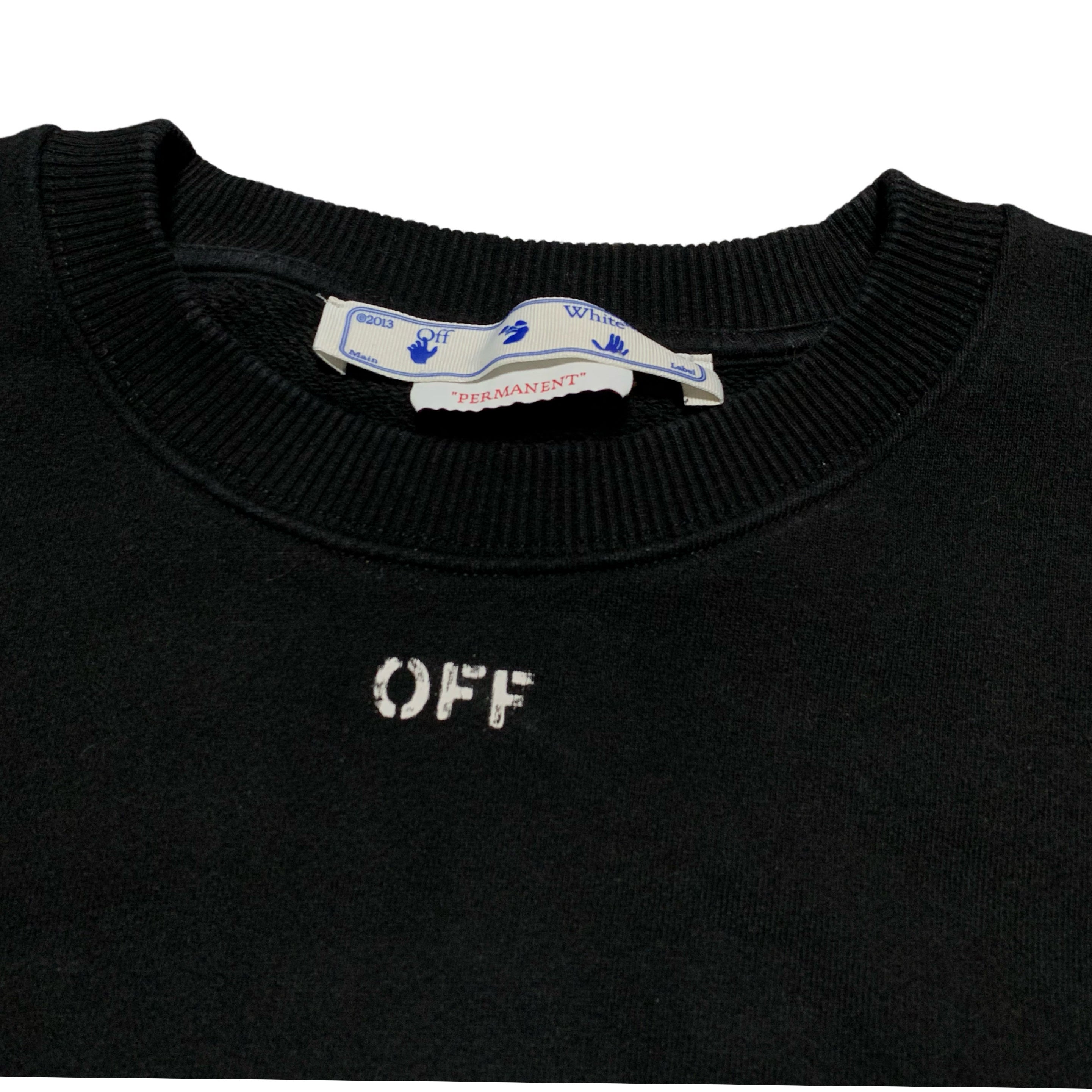 Off White XS Black Sweatshirt Crewneck Off Logo Short Vigil Abloh