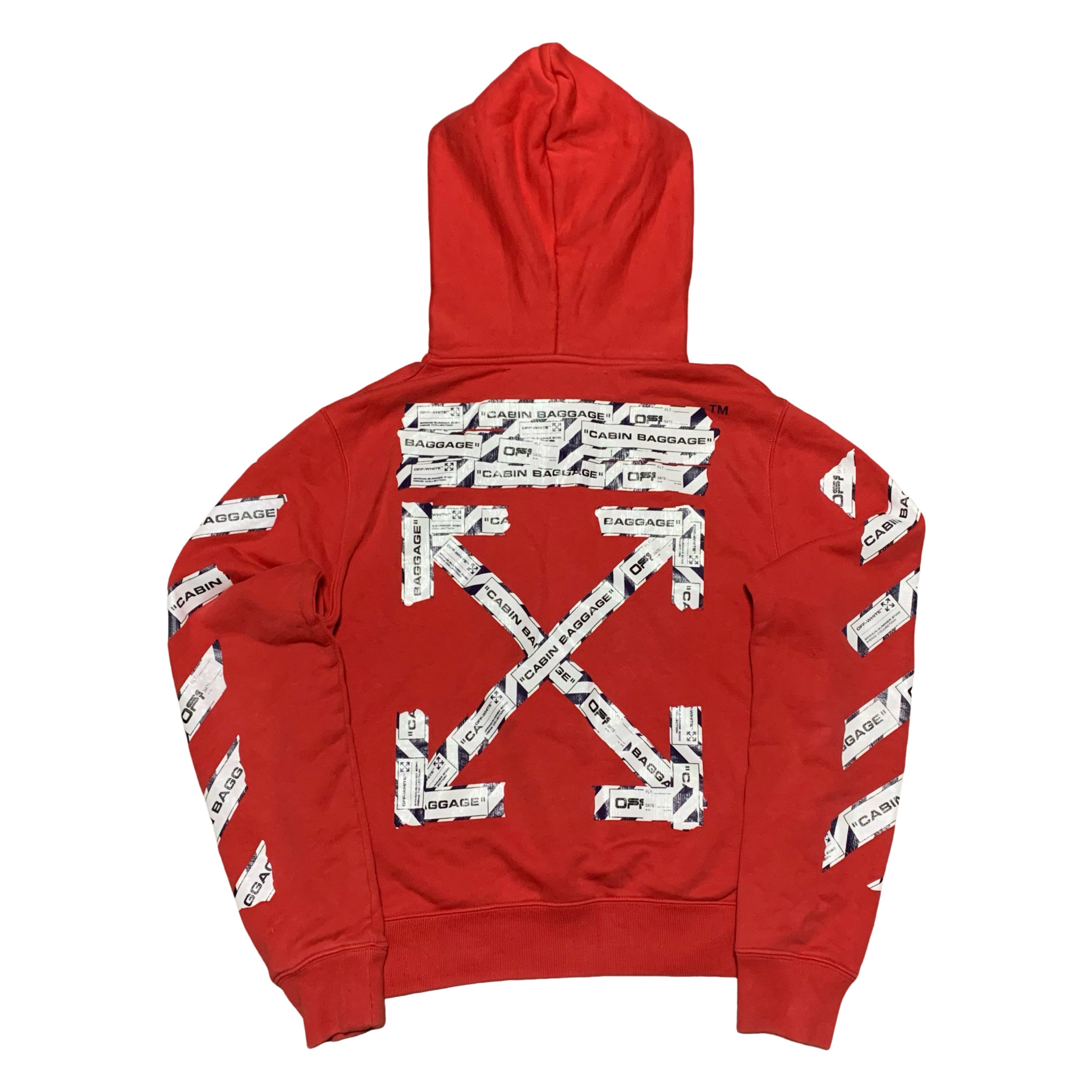 Off White Small Airport Arrows Red Hoodie Virgil Abloh