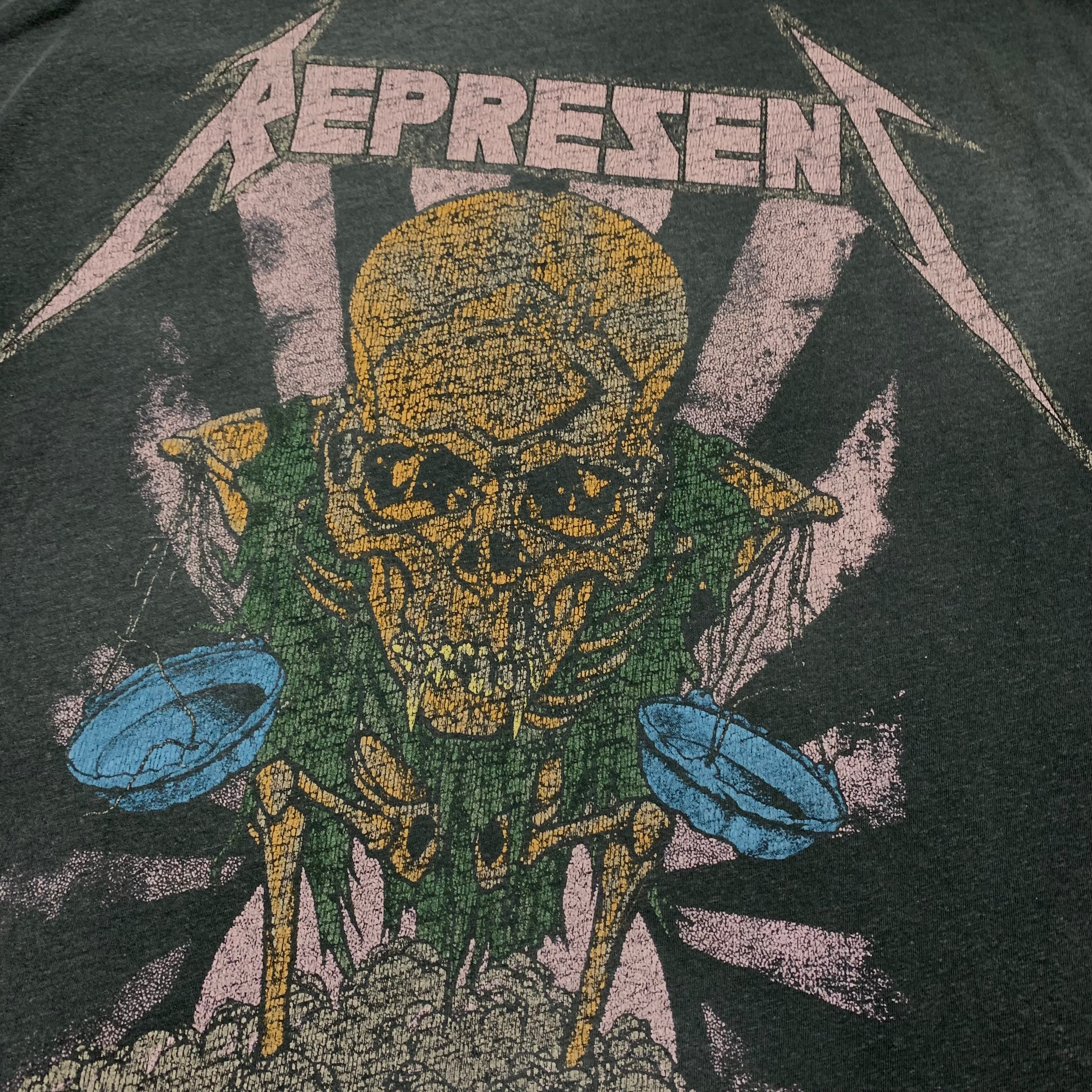 Represent Large Metallica Justice Stained Black Tee