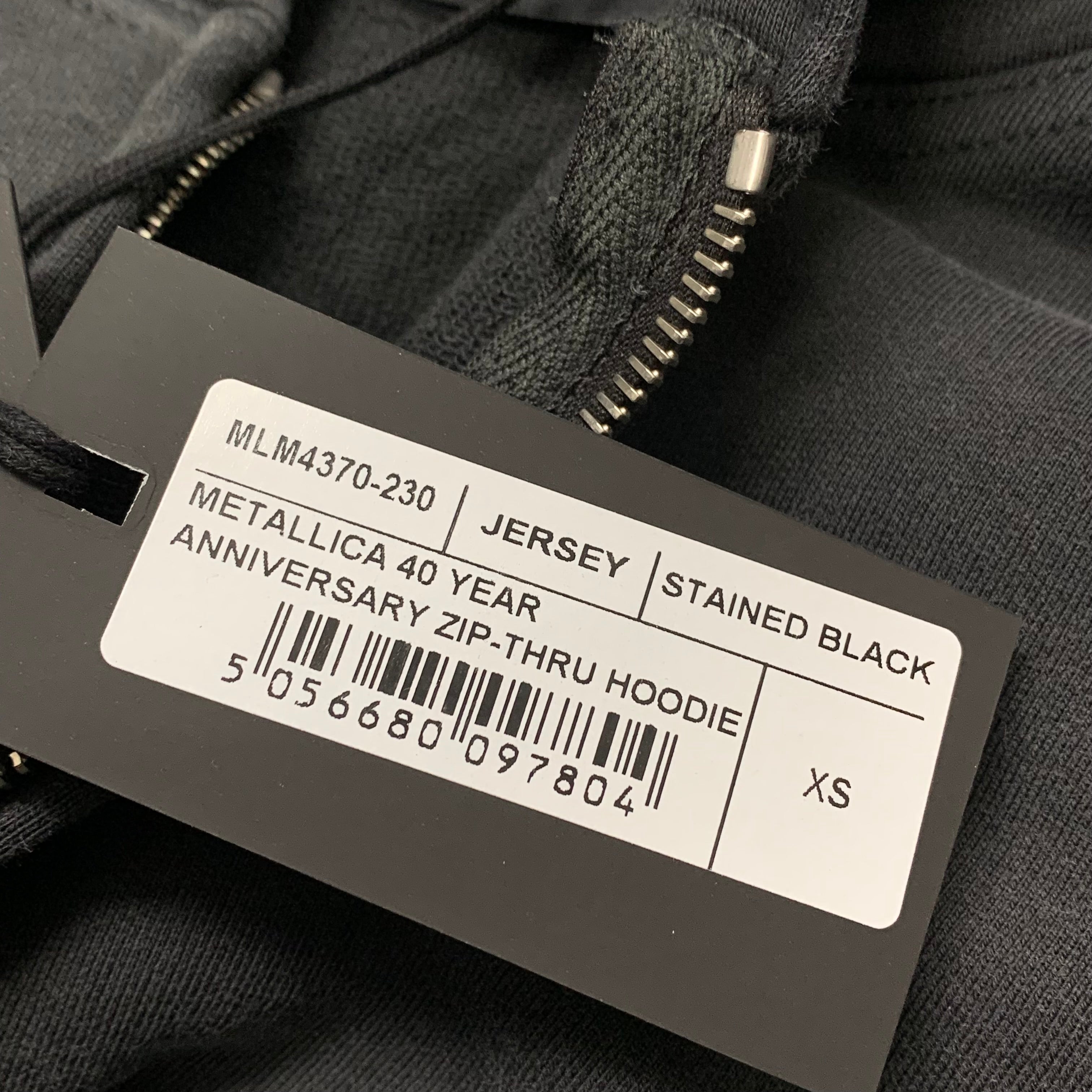 Represent XS Hoodie Metallica Local Crew Zip Stained Black Hoodie (RRP £195)