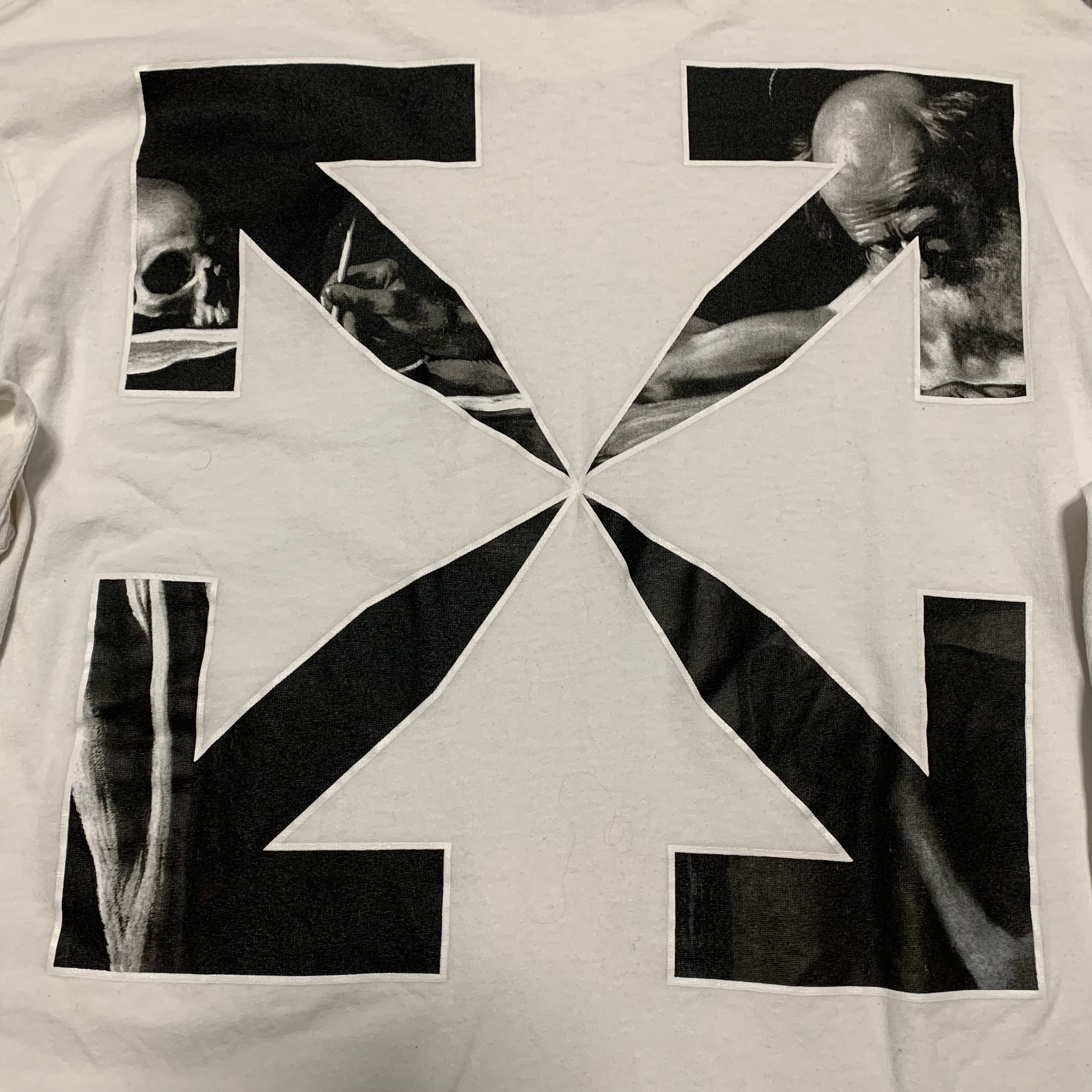 Off White Medium Caravaggio Arrows White Tee Long Sleeve Virgil Abloh