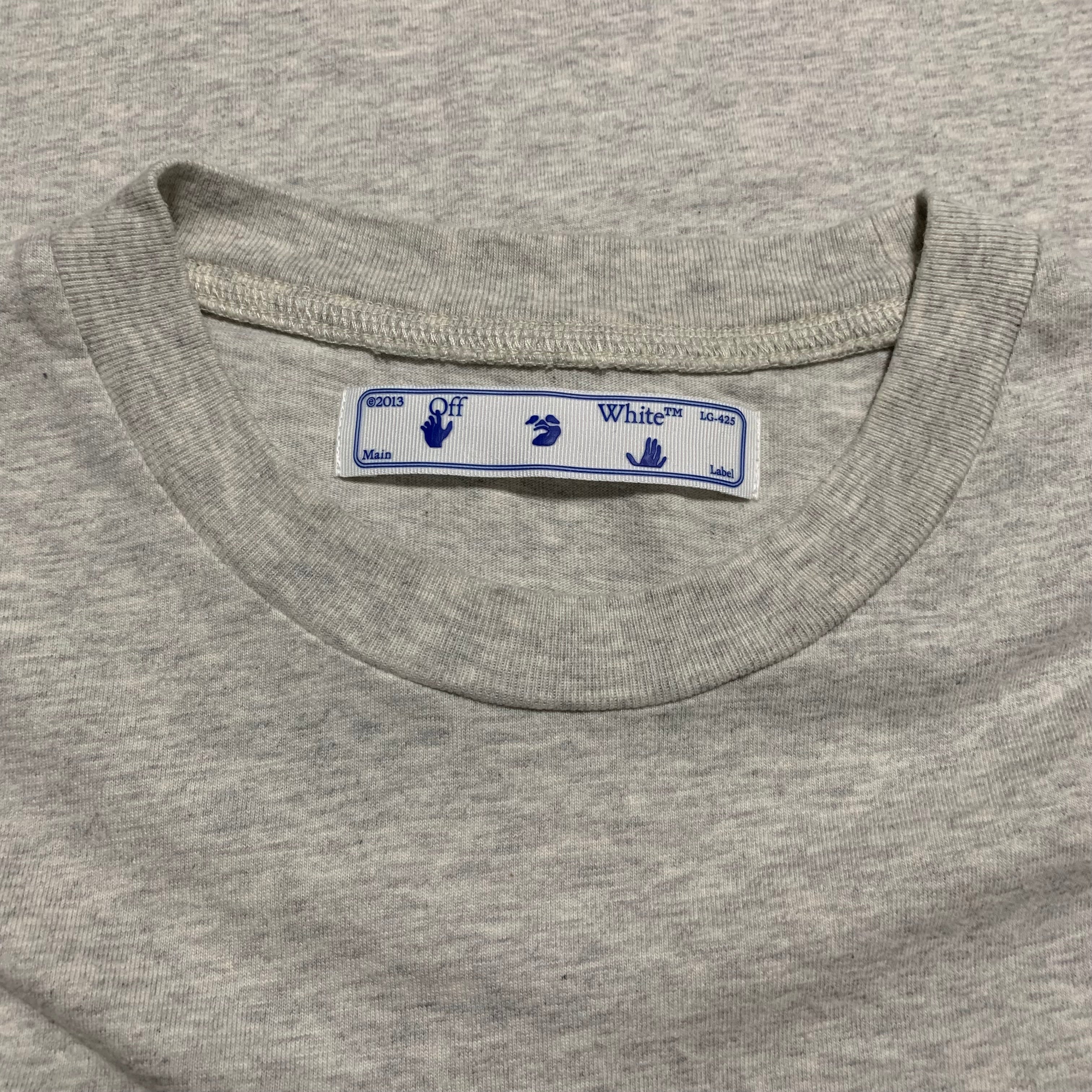 Off White Small Hand Shake Arrows Grey Tee Virgil Abloh