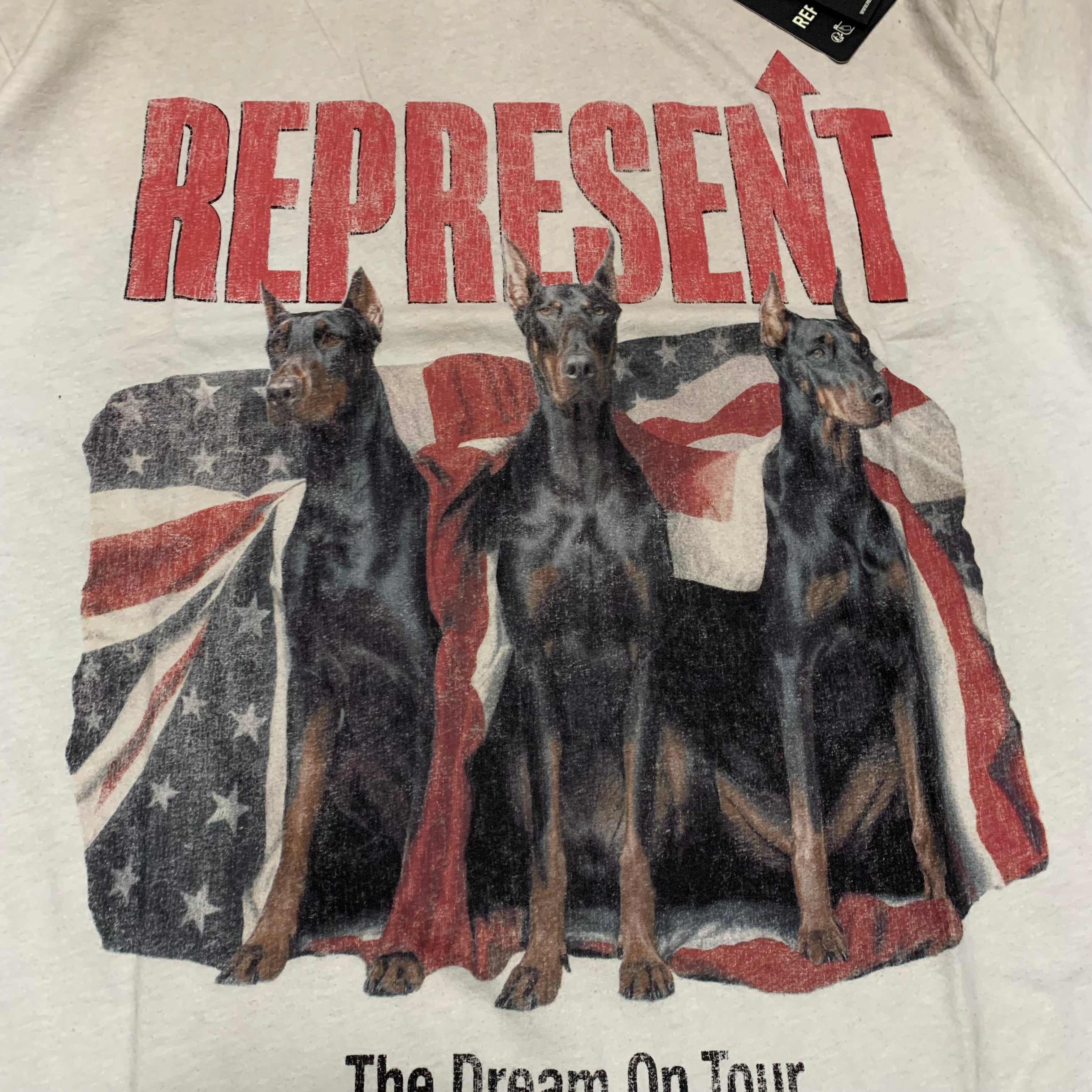 Represent Medium Dream On Tour Washed Ecru White Tee (RRP £110)