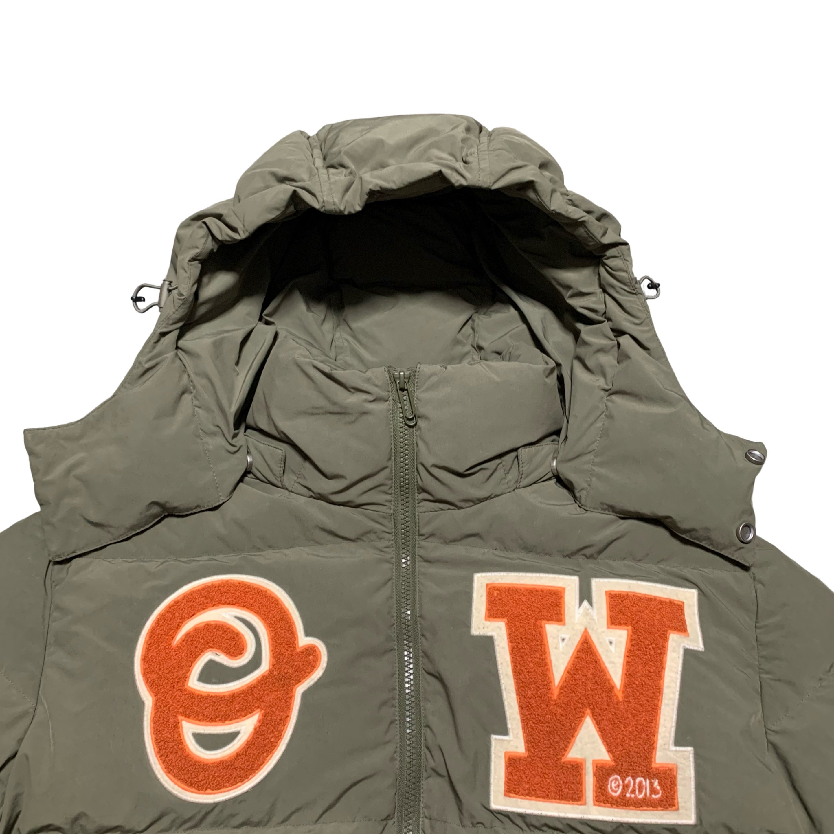 Off White Medium Puffer Logo Patch Army Green Jacket Virgil Abloh 2022