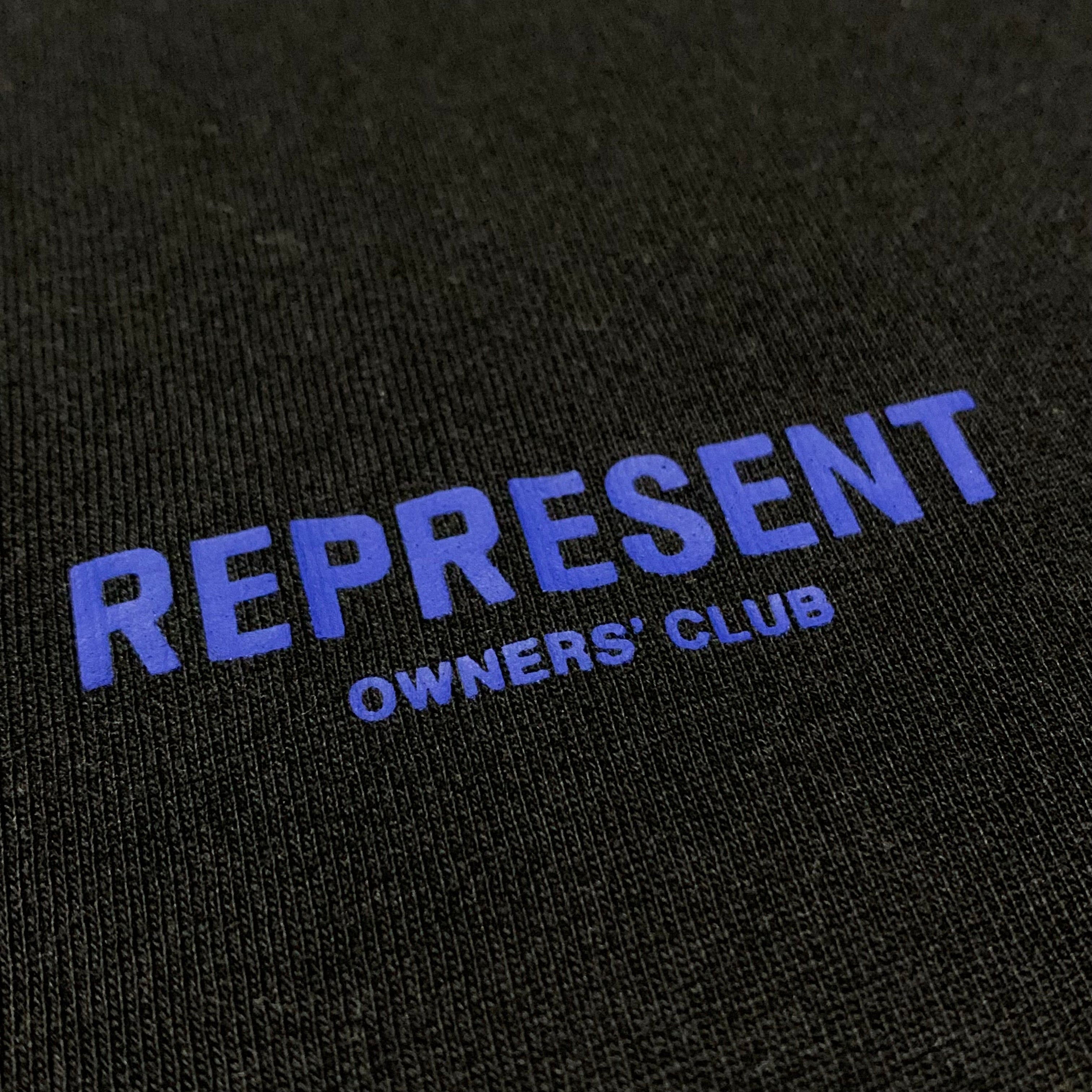 Represent XL Owners Club Jet Black Tee Blue Graphic