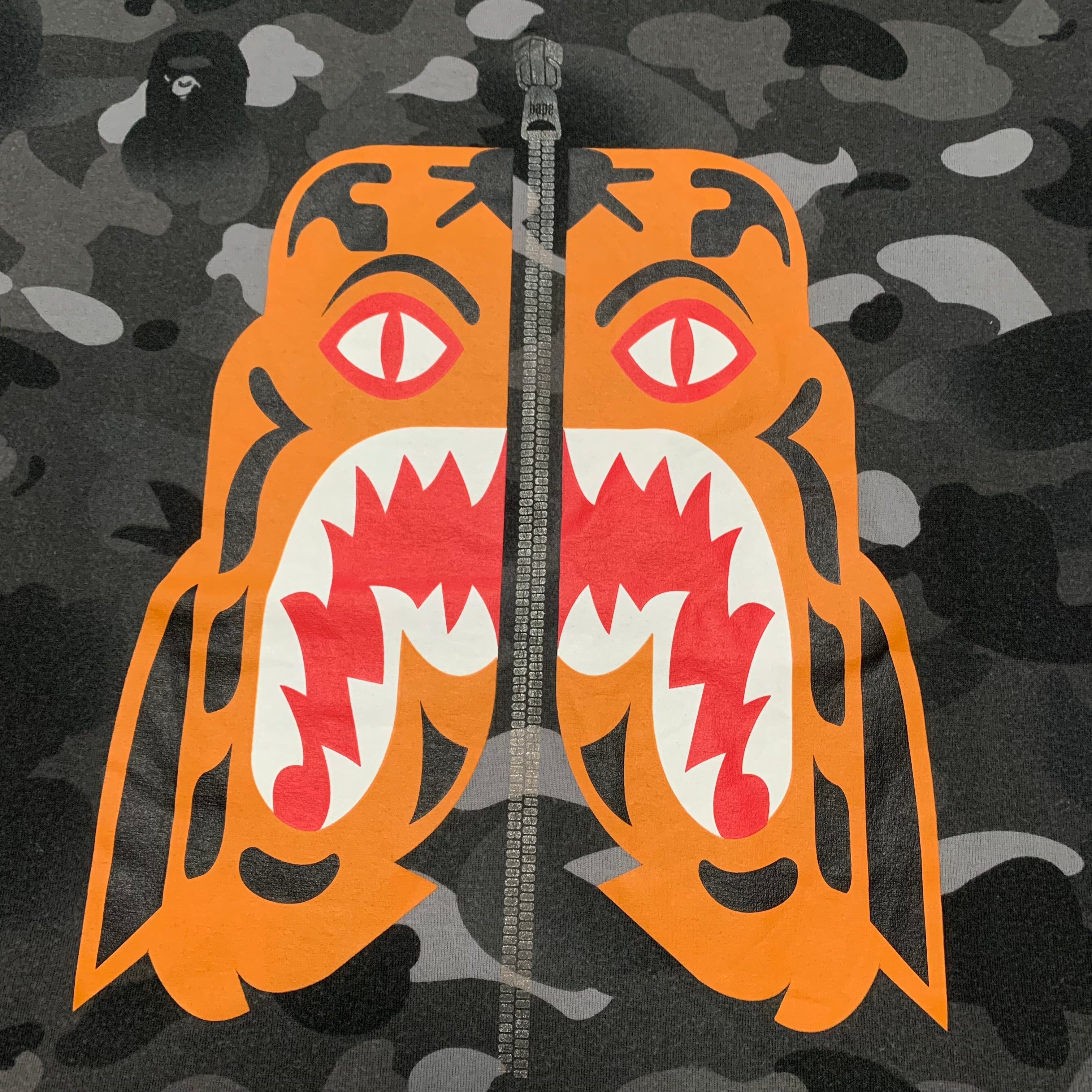 Bape Medium Tiger Shark Black Grey Camo A Bathing Ape