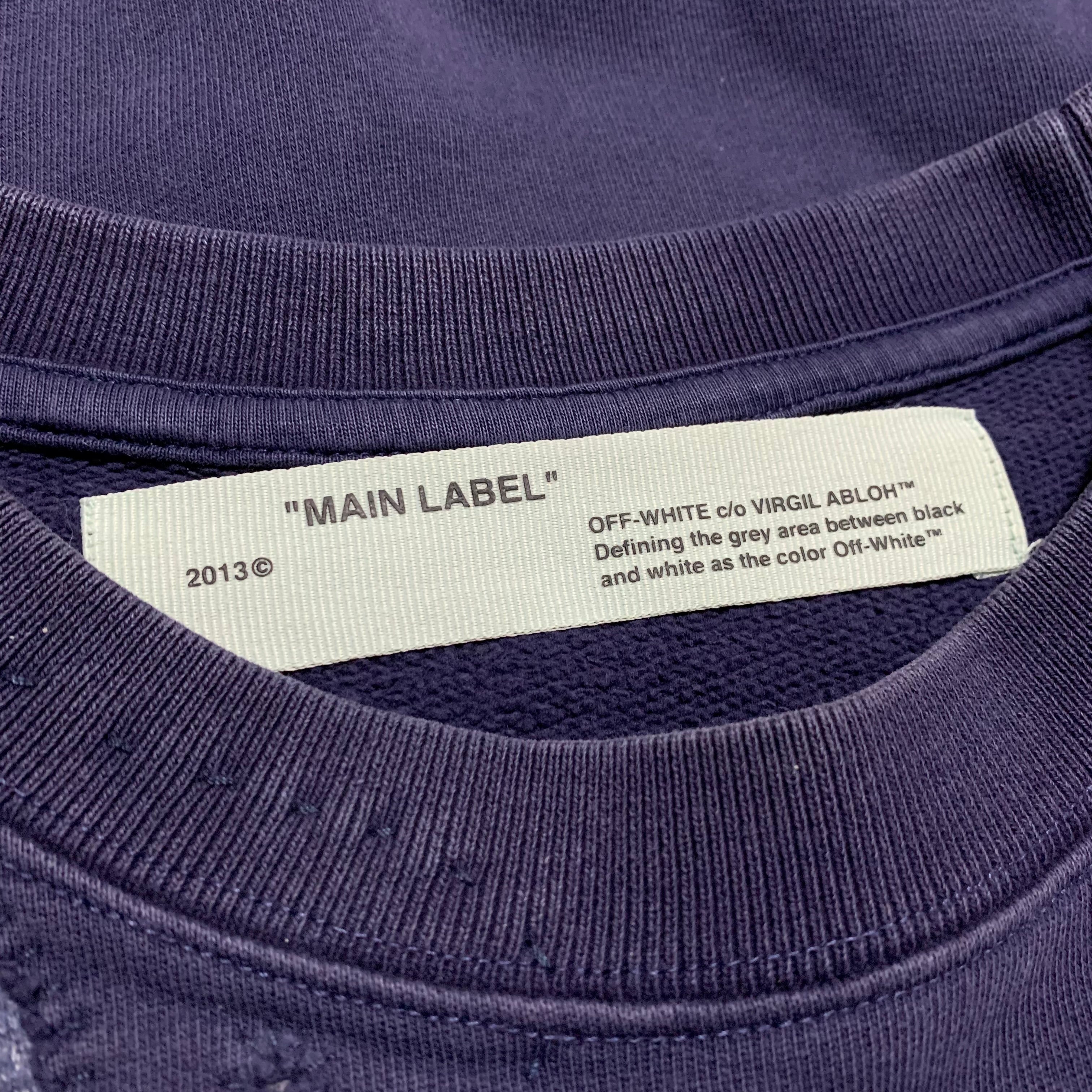 Off White Medium Church Crew Blue Sweatshirt Virgil Abloh