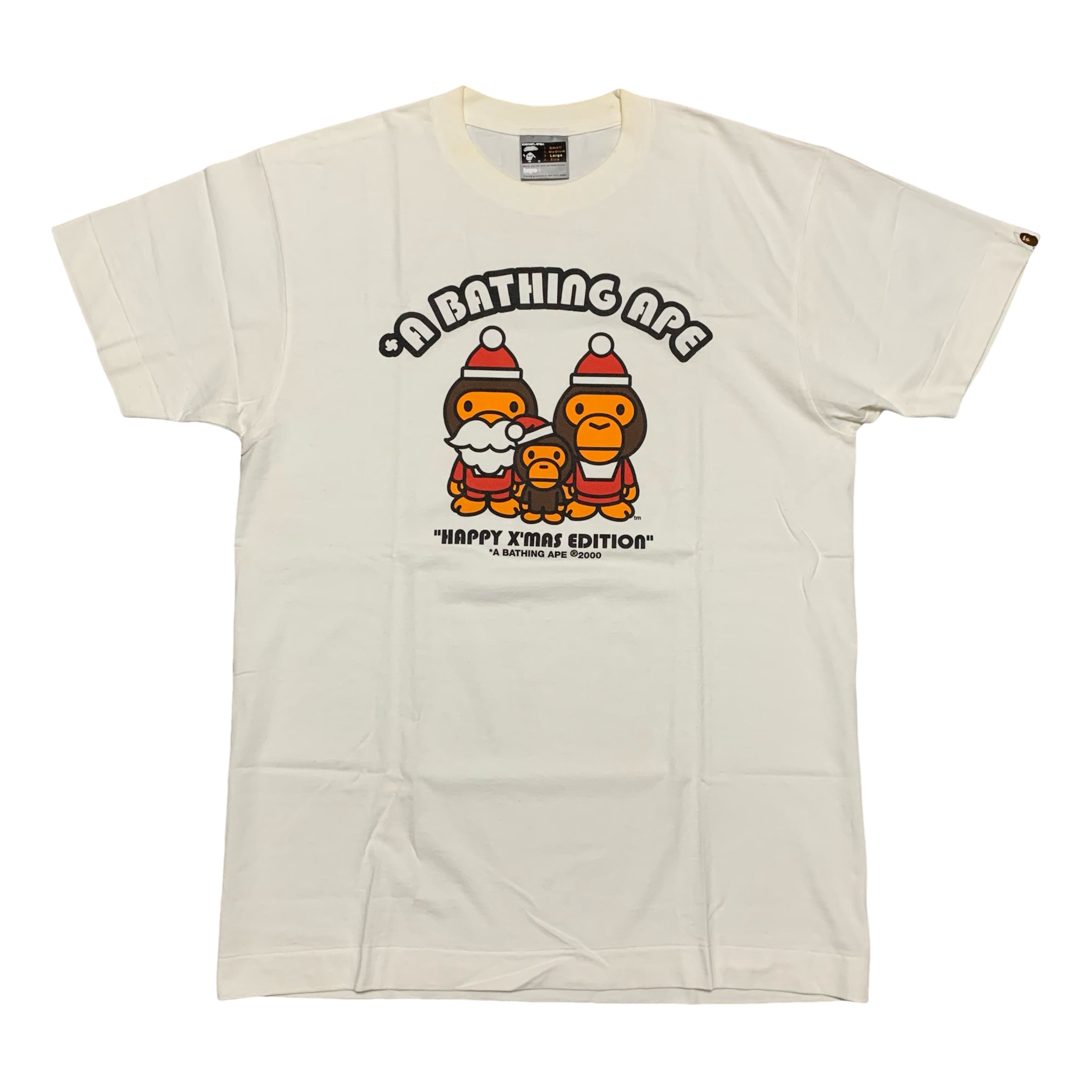 Bape Large Christmas Baby Milo White Tee A Bathing Ape XMAS 2000 Vintage