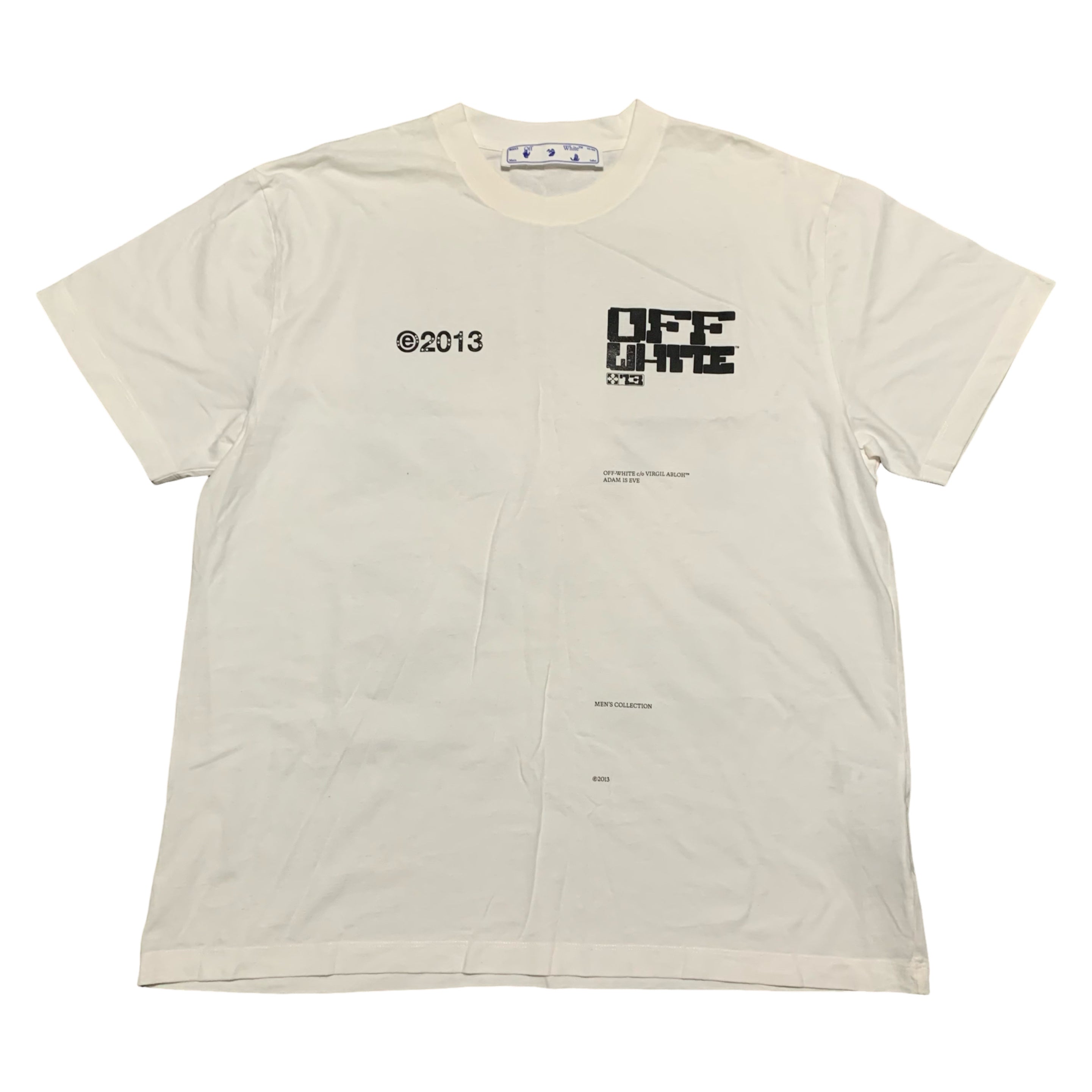 Off White Large Tech Marker White Tee Adam Is Eve Virgil Abloh