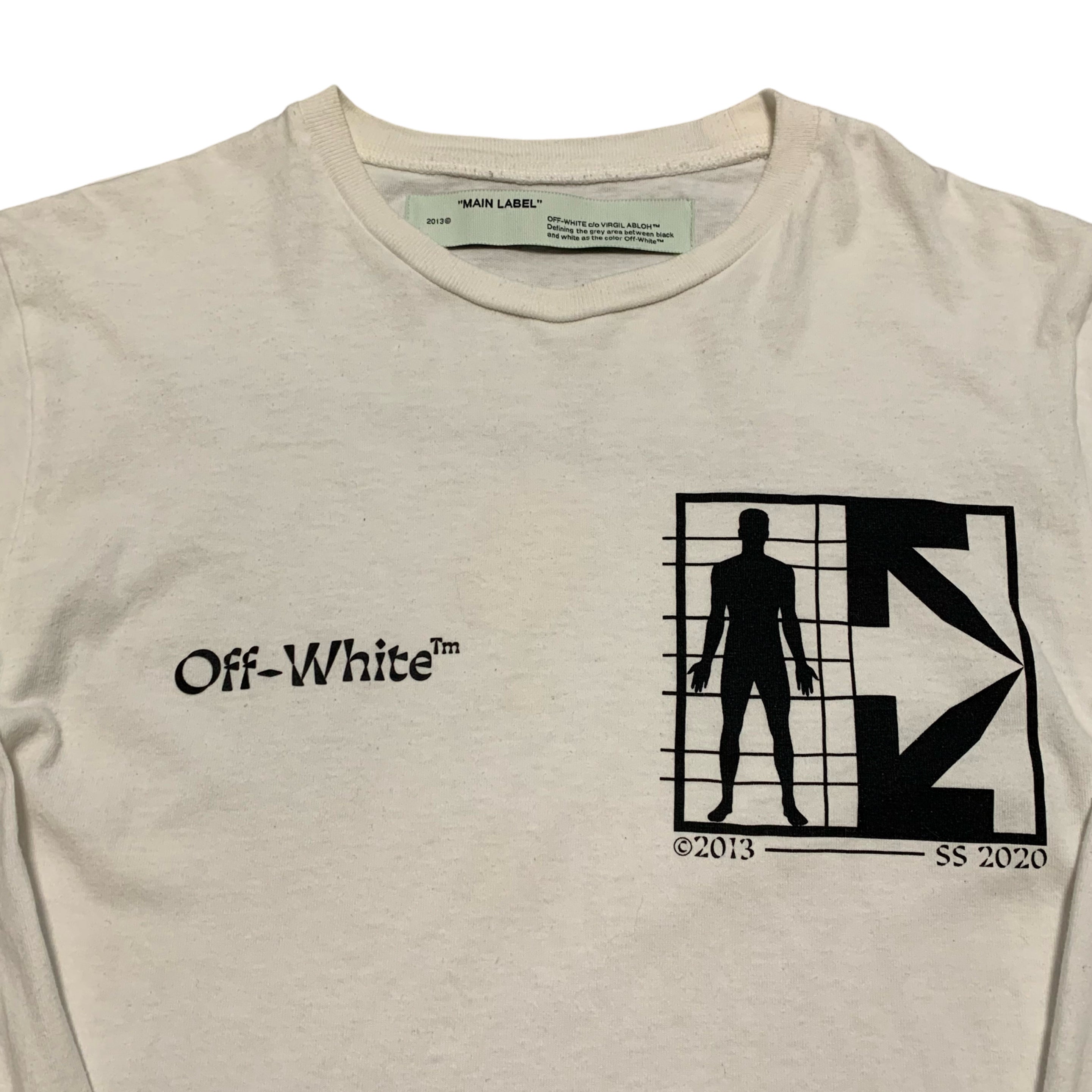 Off White XS Half Arrows Man White Long Sleeve Tee Virgil Abloh (OMAB001S20185010)