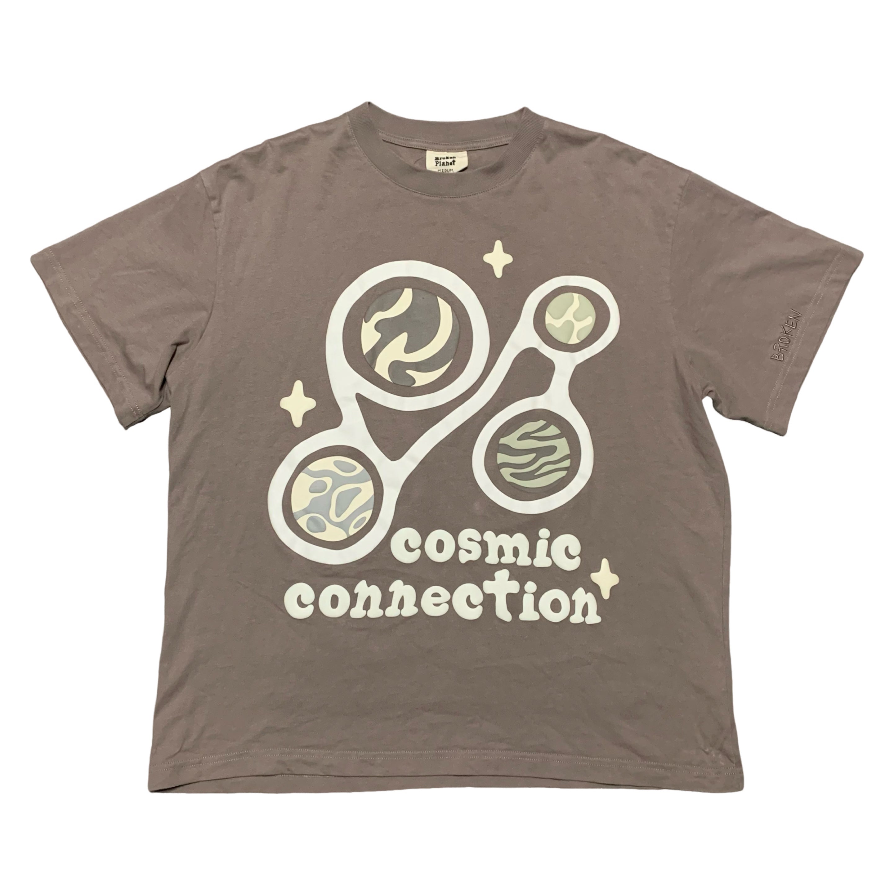 Broken Planet Medium Cosmic Connections Taupe Brown Tee 2022