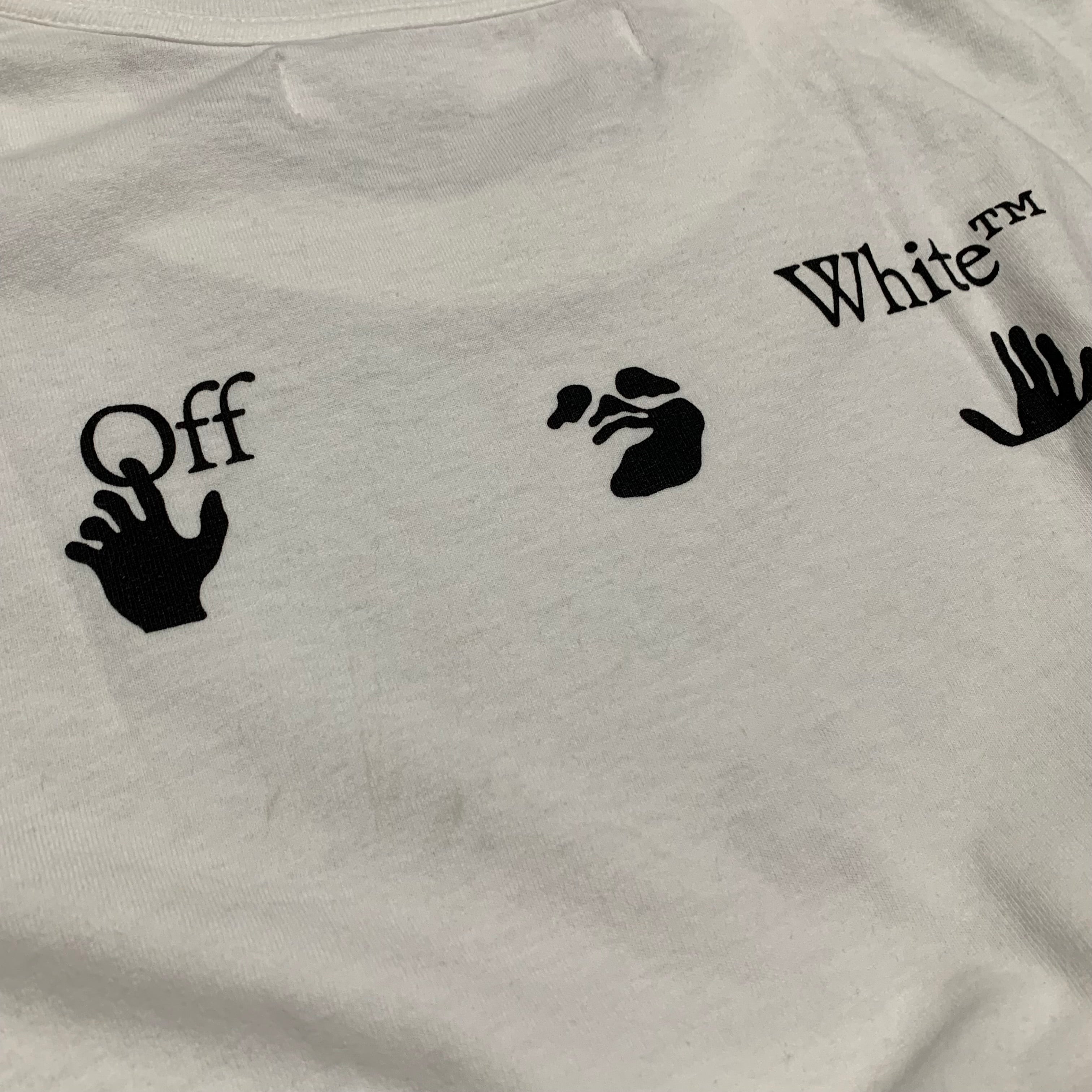 Off White Medium Hand Logo White Tee Virgil Abloh