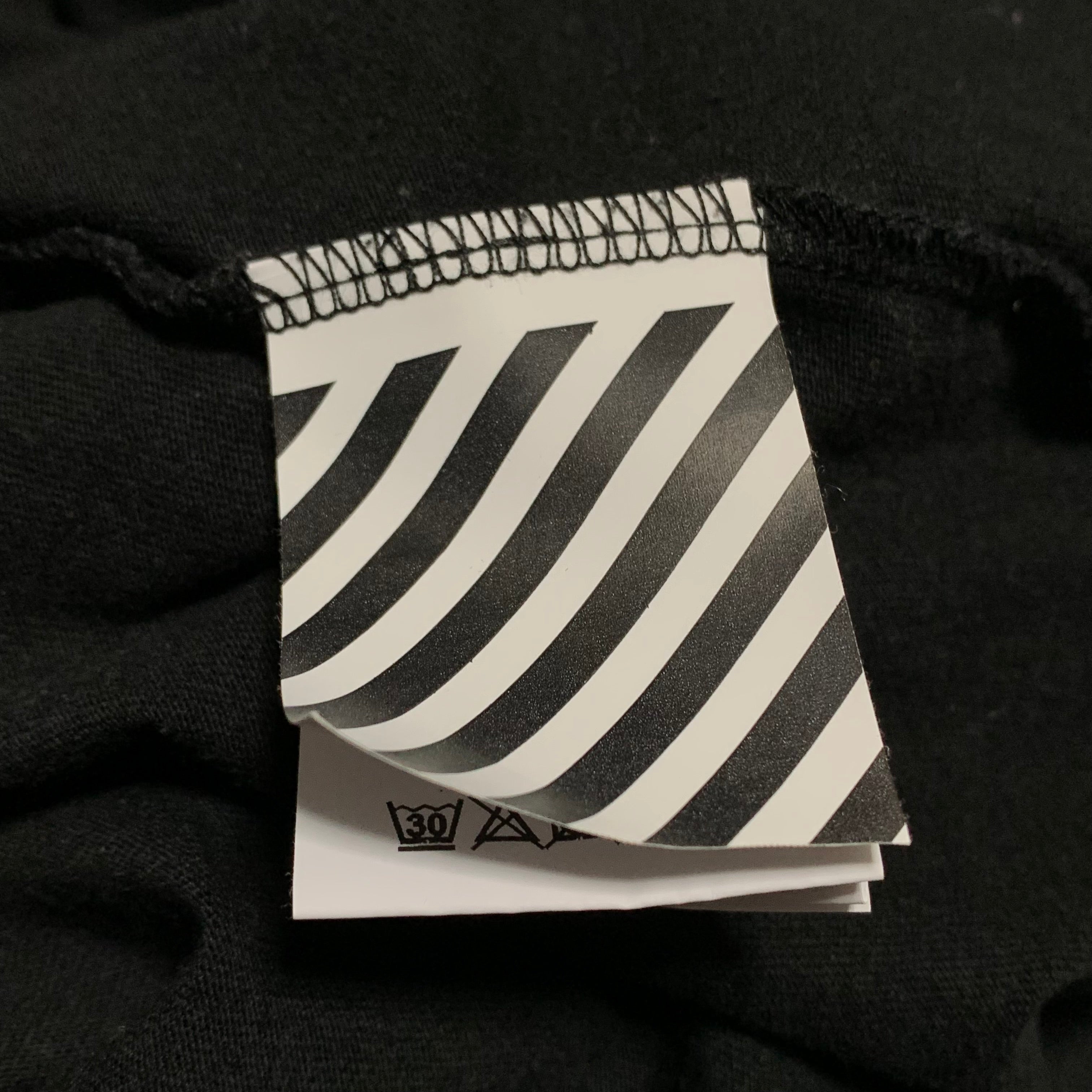 Off White Small Yellow Disrupted Font Black Tee Virgil Abloh