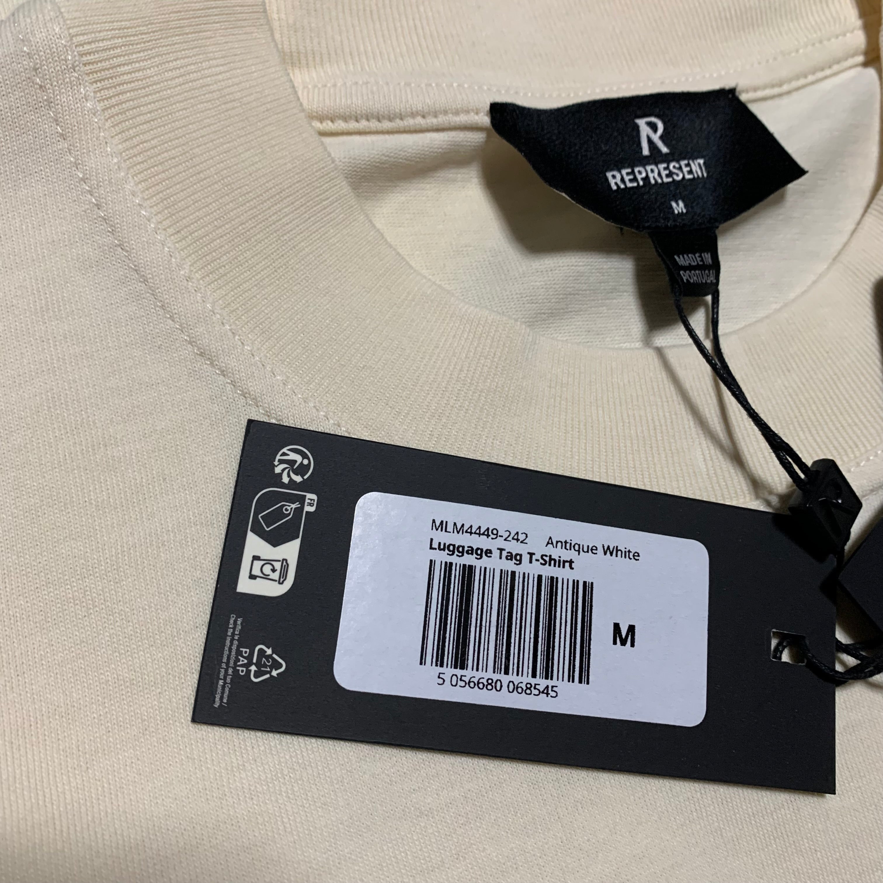 Represent Medium Luggage Tag Antique White Tee