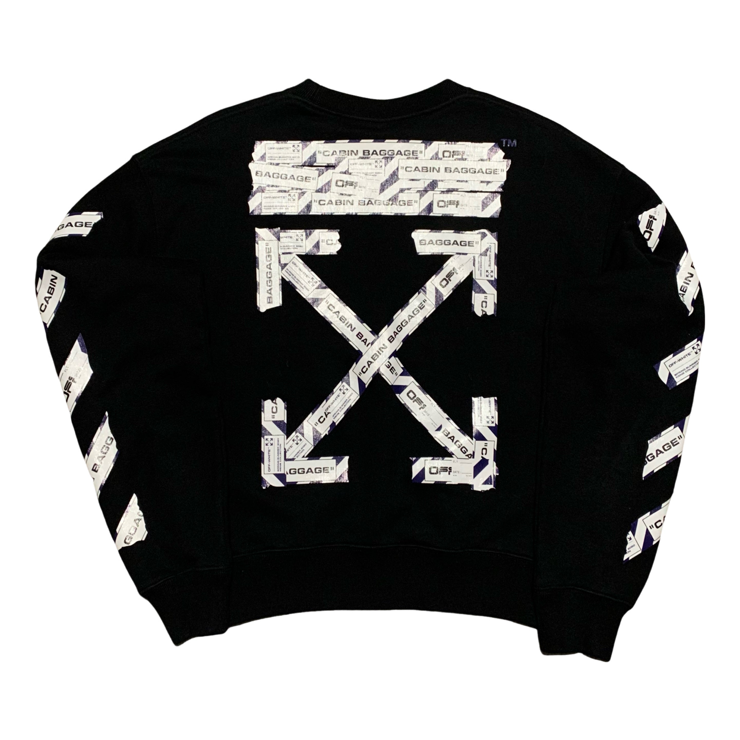 Off White XS Airport Arrows Black Sweatshirt Crewneck Virgil Abloh