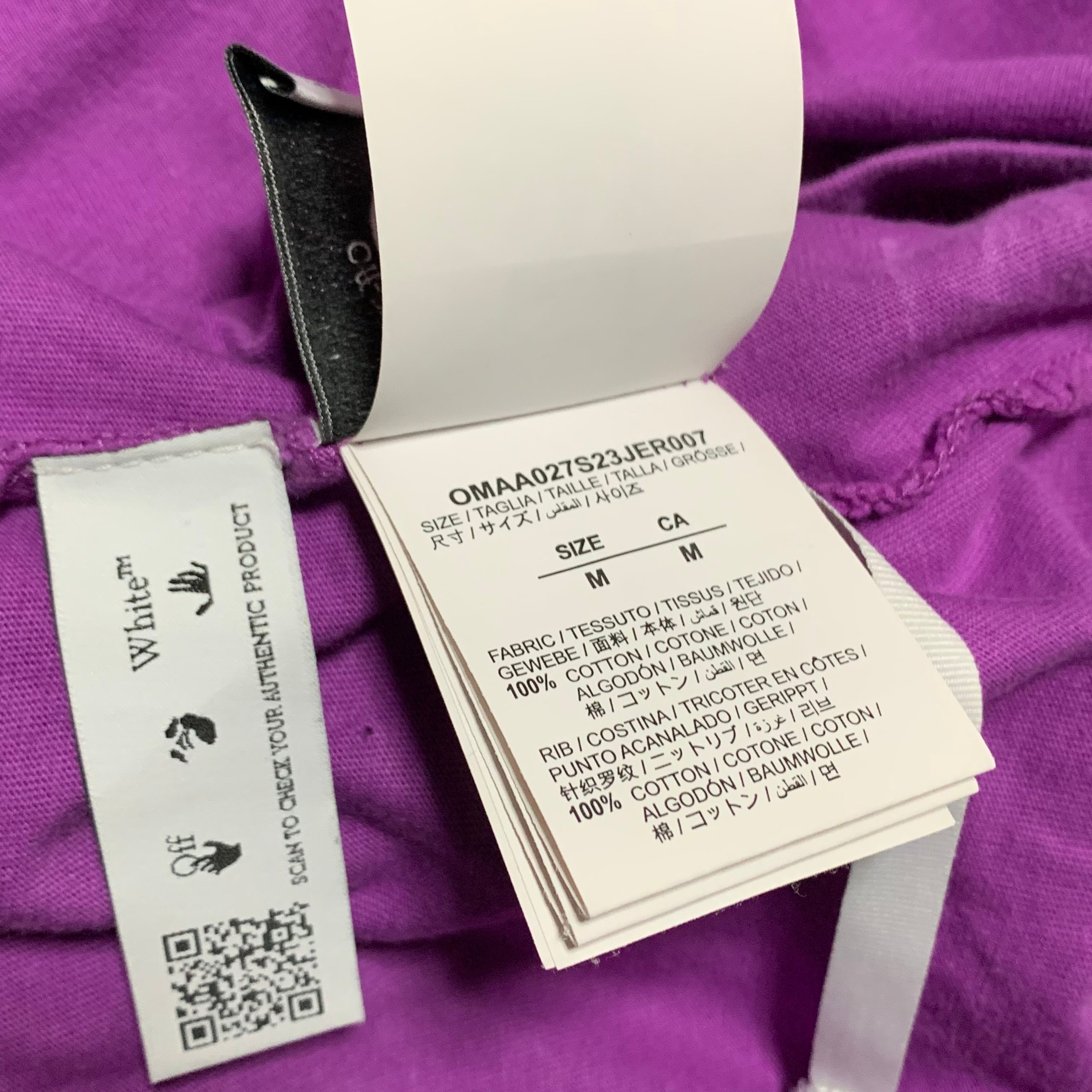Off White Medium Hand Arrow Purple Tee Virgil Abloh