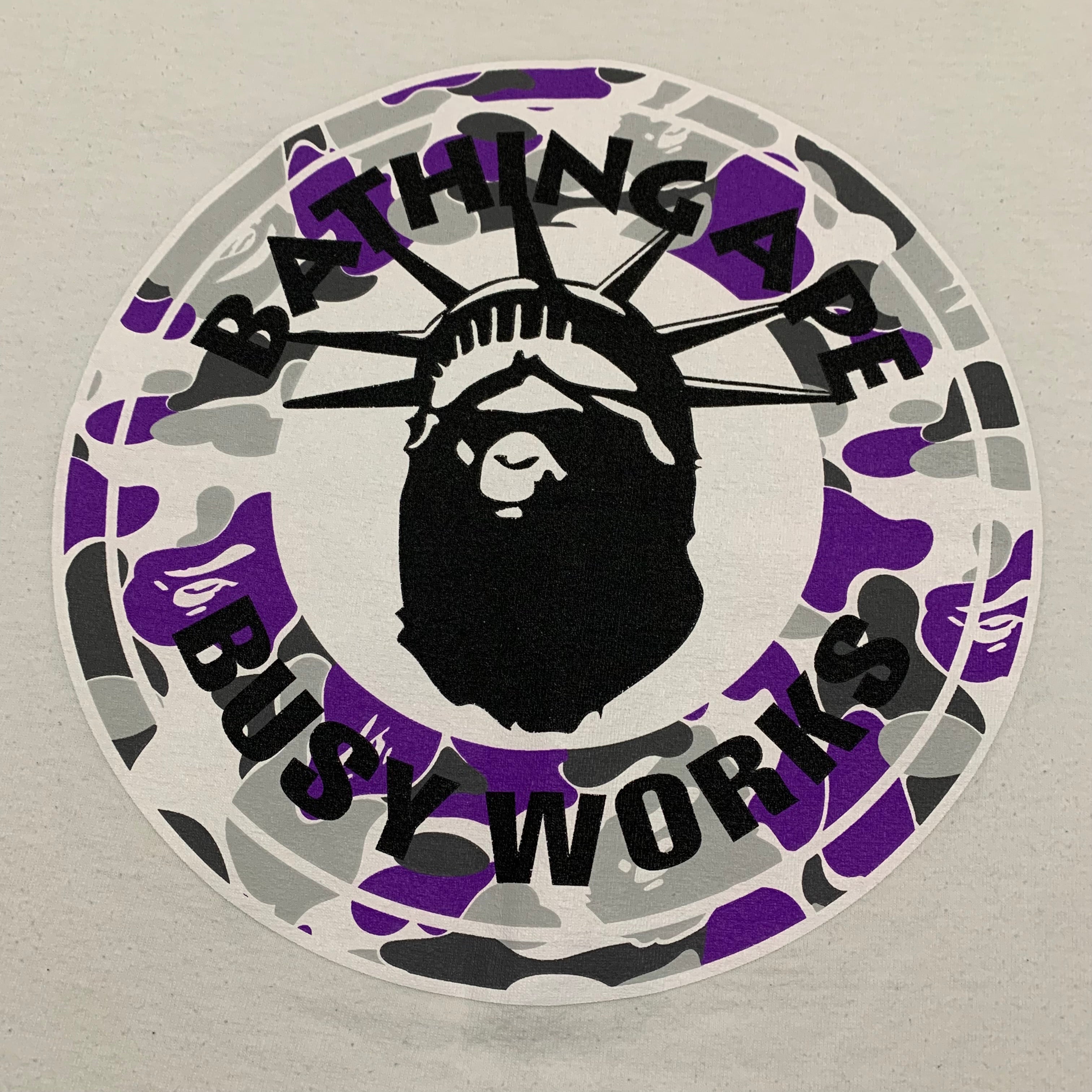 Bape Medium Busy Works New York Camo White Tee