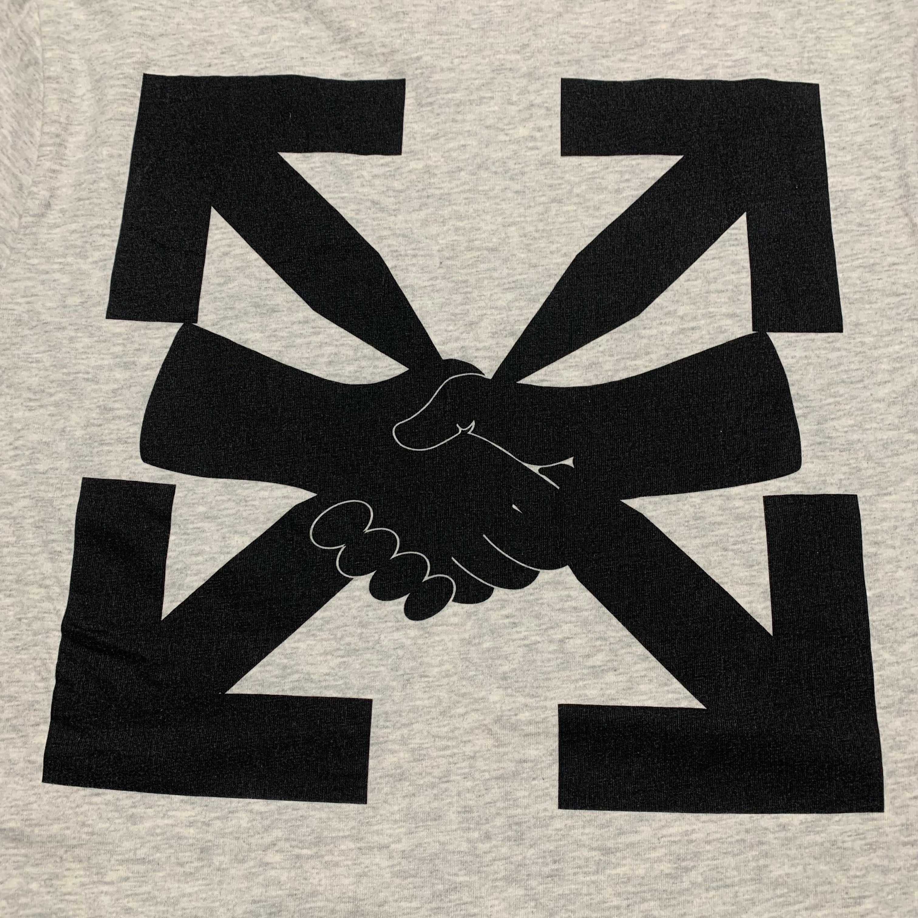 Off White Small Hand Shake Arrows Grey Tee Virgil Abloh