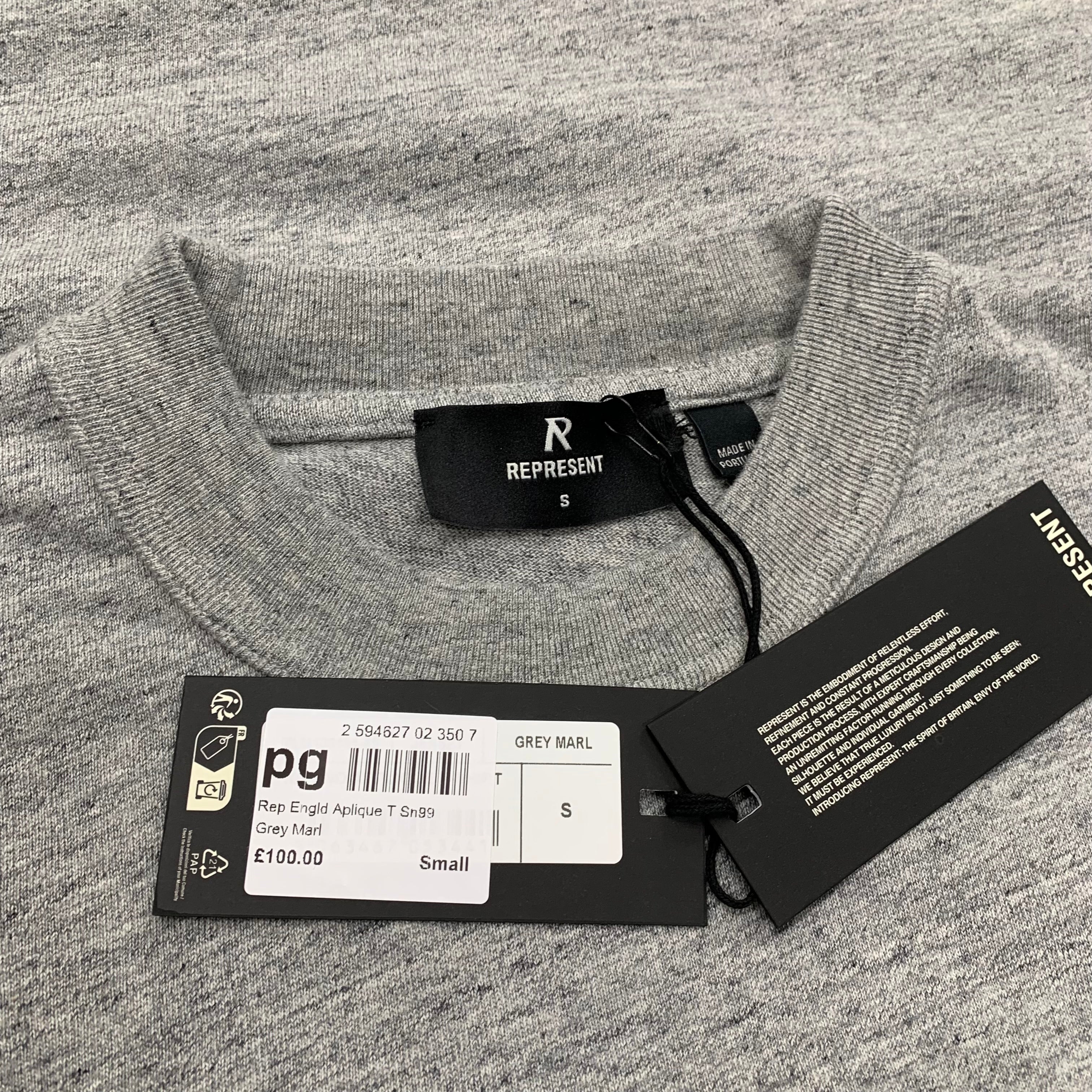Represent Small Tee England Graphic Grey T-Shirt