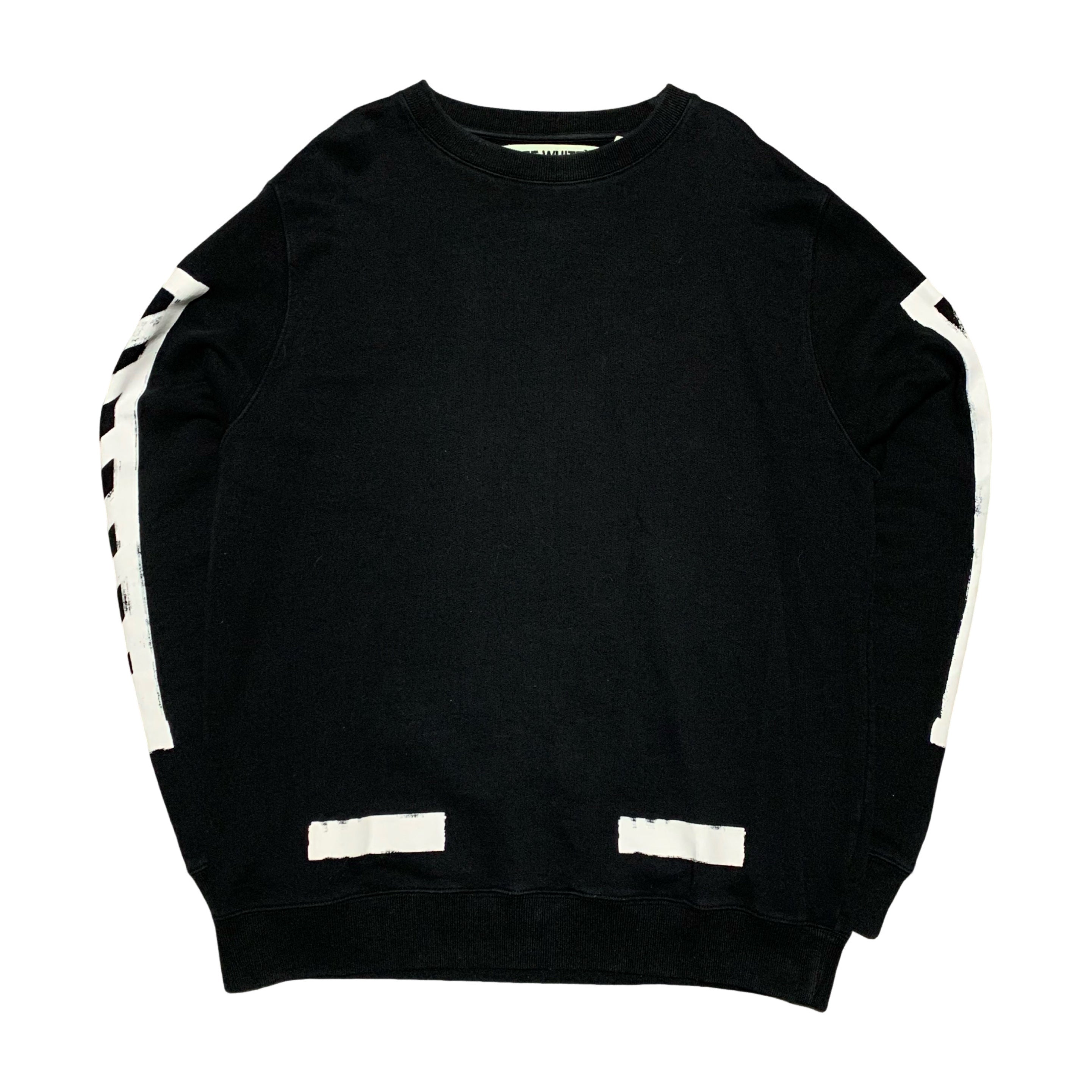 Off White Small Diagonal Brushed Black Sweatshirt Crewneck Virgil Abloh