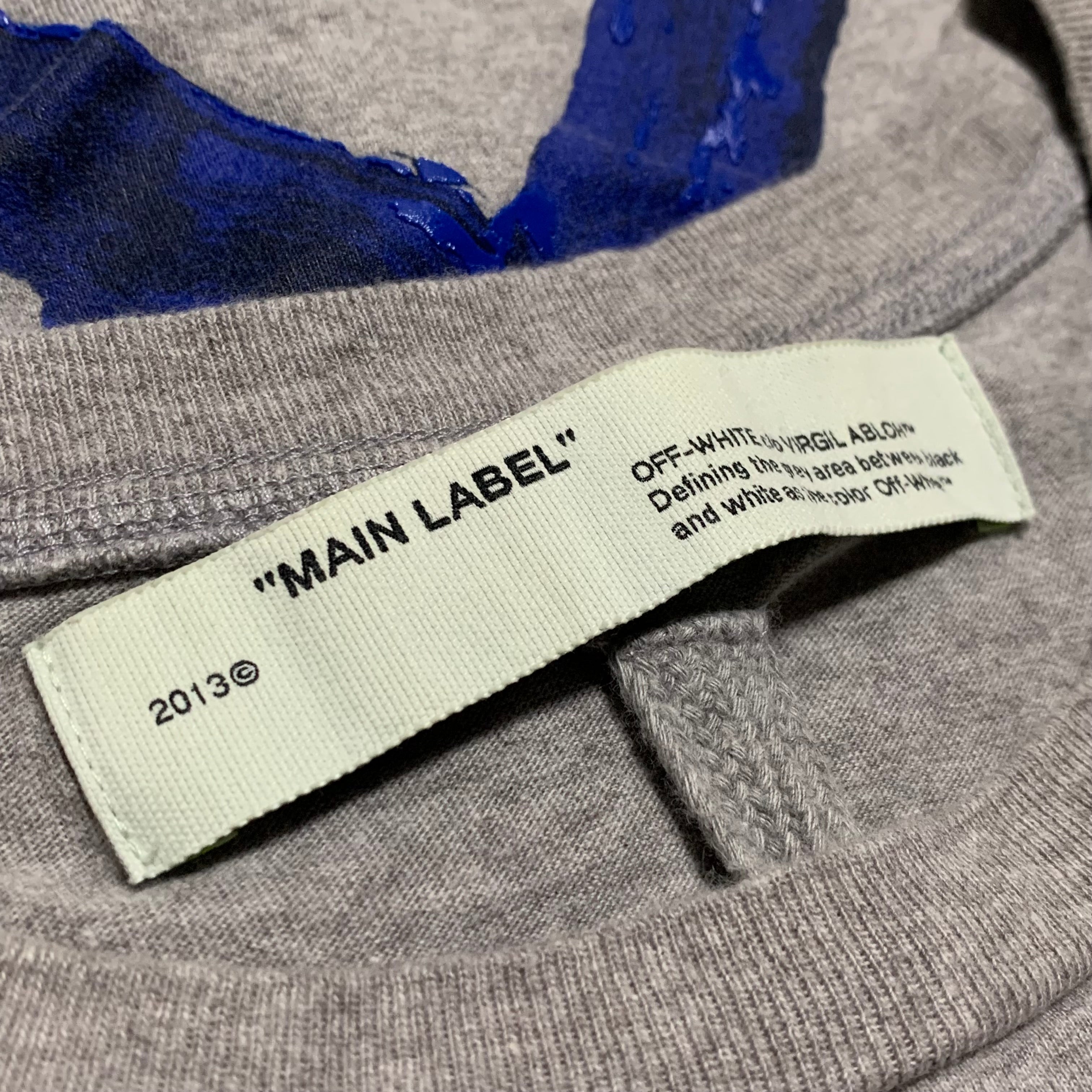 Off White XXL Acrylic Arrows Grey Tee Virgil Abloh Blue 2XL