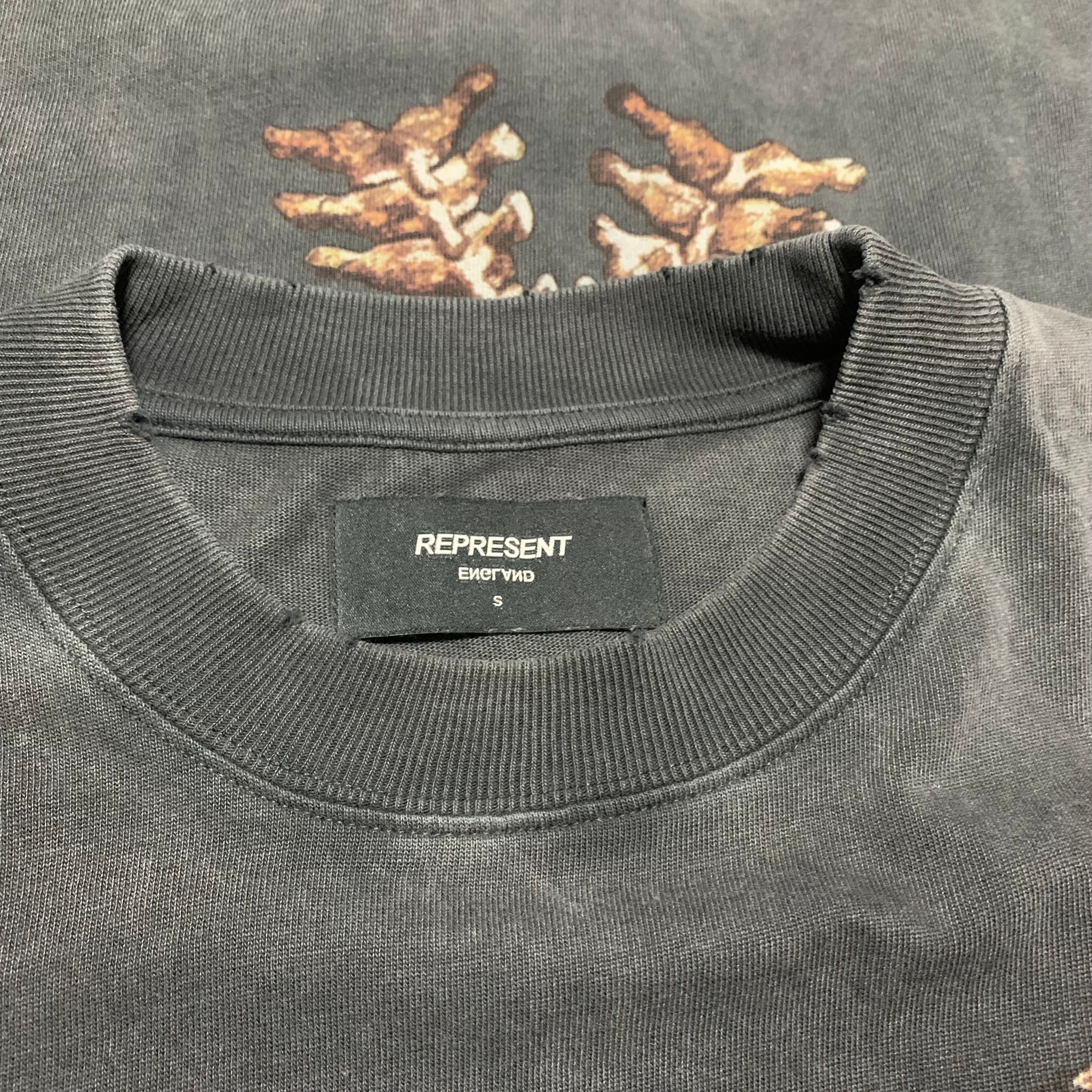 Represent Small Bones Vintage Grey Tee Skeleton