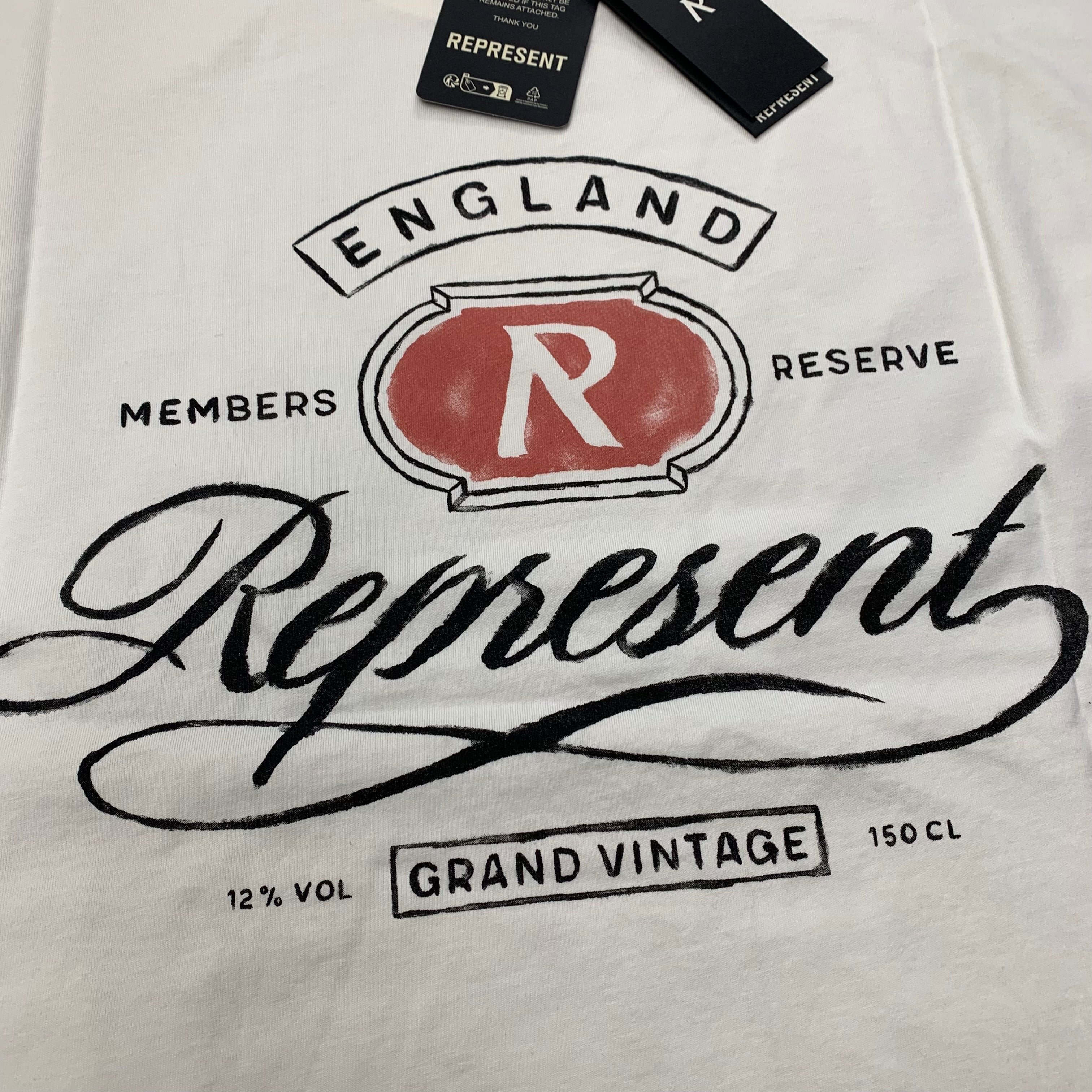 Represent XS Tee Grand Vintage Hand Drawn Aged White T-Shirt