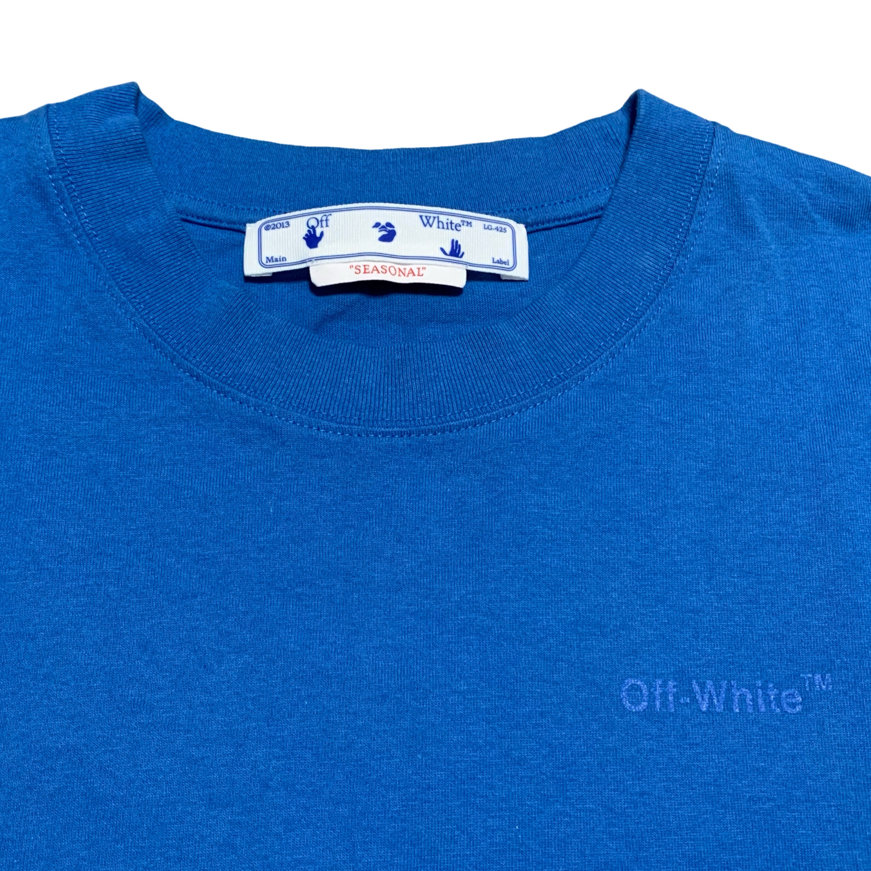 Off White XL Diag Tab Blue Tee Virgil Abloh