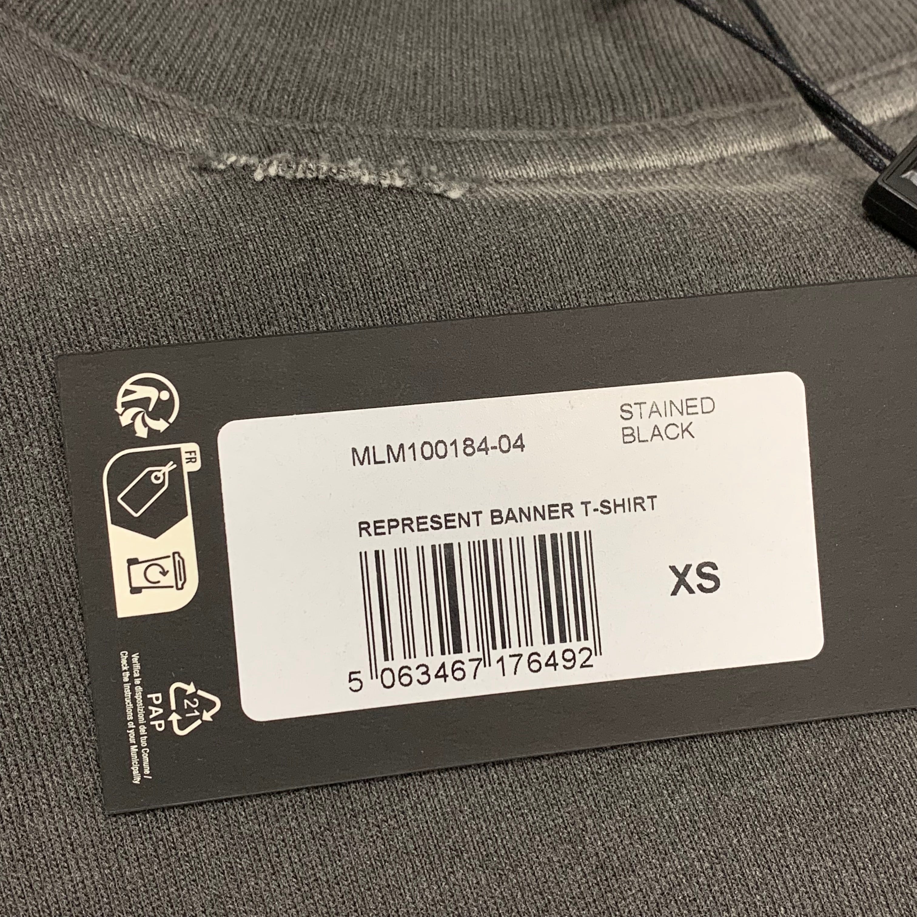 Represent XS Tee Banner Stained Black T-Shirt