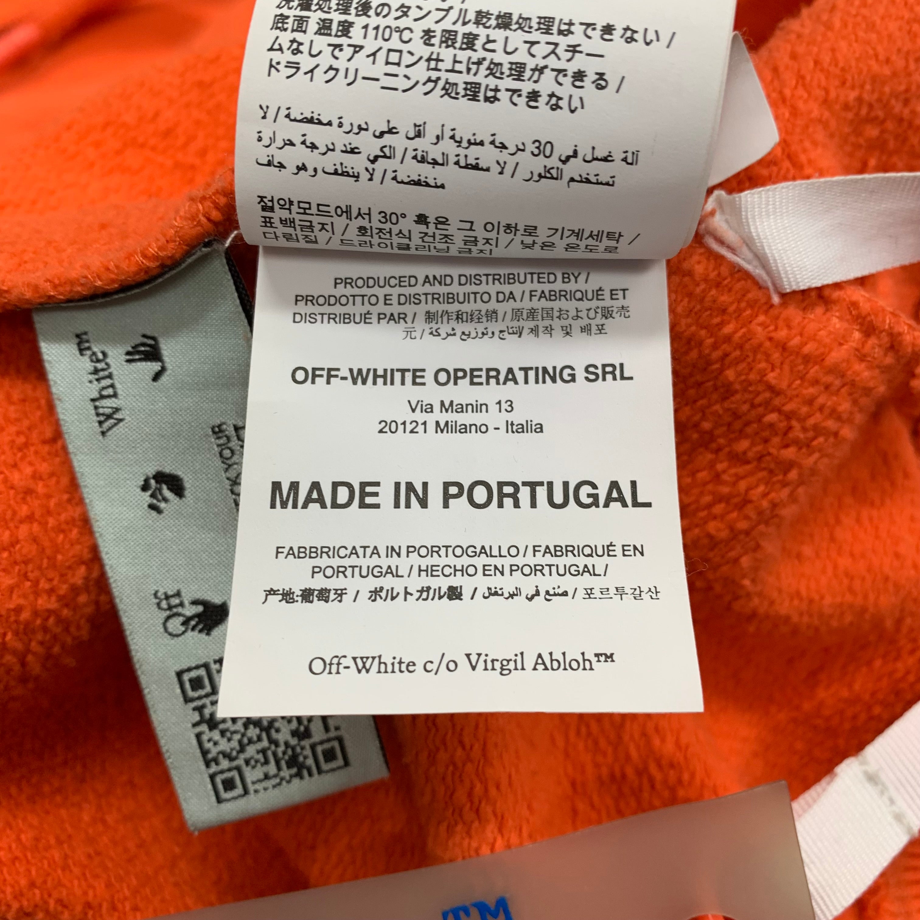 Off White Medium Hoodie Stencil Arrows Orange Hoodie Virgil Abloh