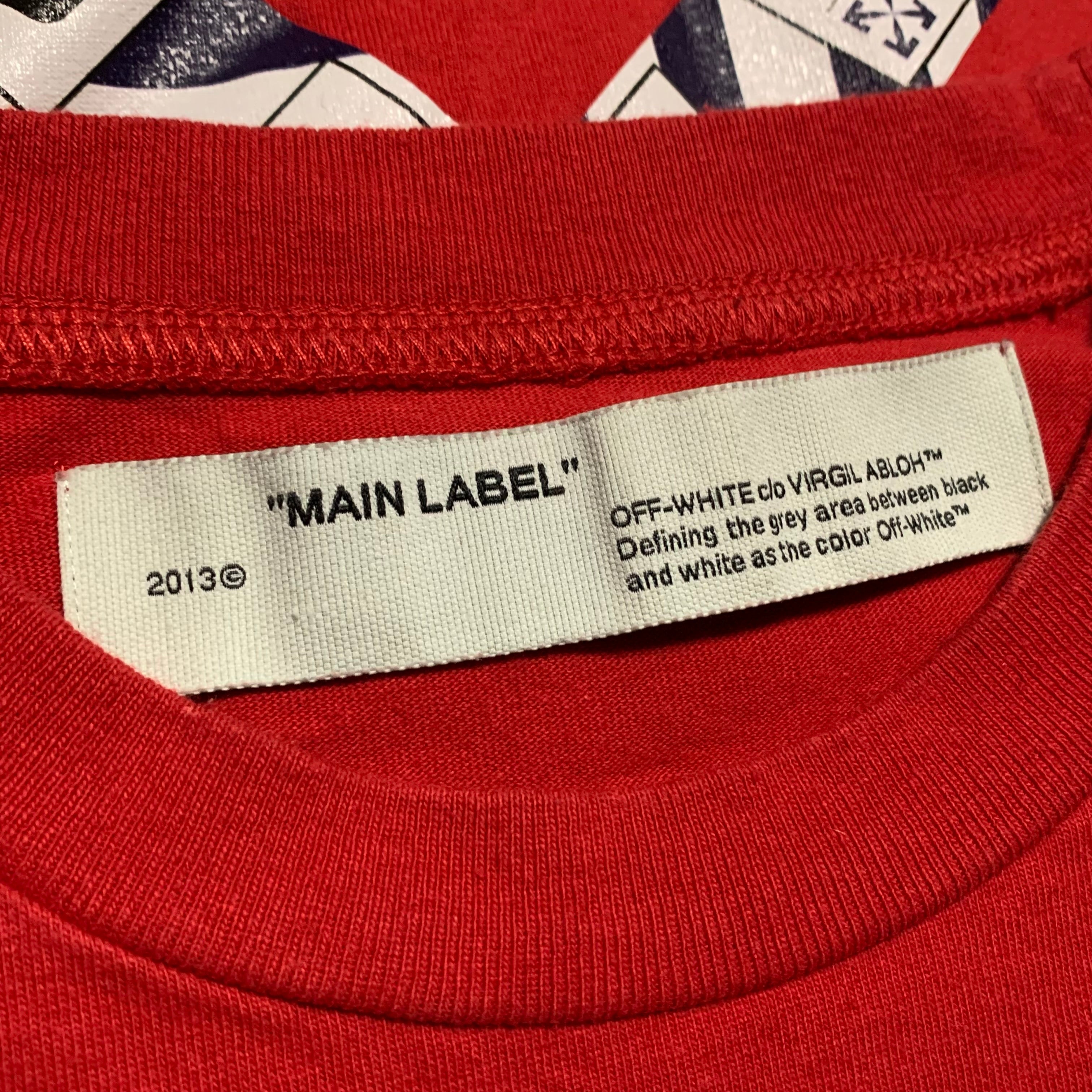 Off White Medium Airport Arrows Red Tee Virgil Abloh