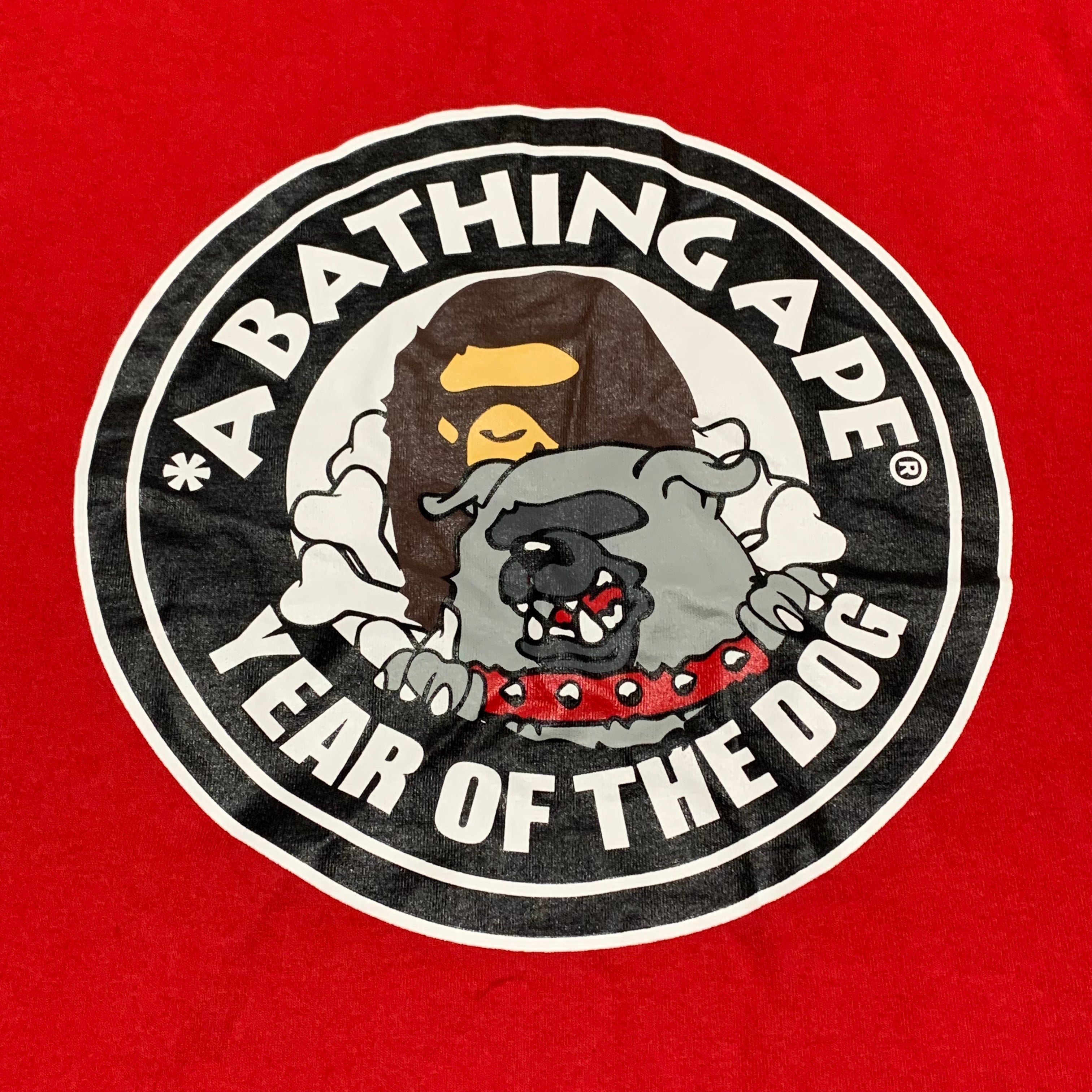 Bape Large Year Of The Dog Red Tee A Bathing Ape