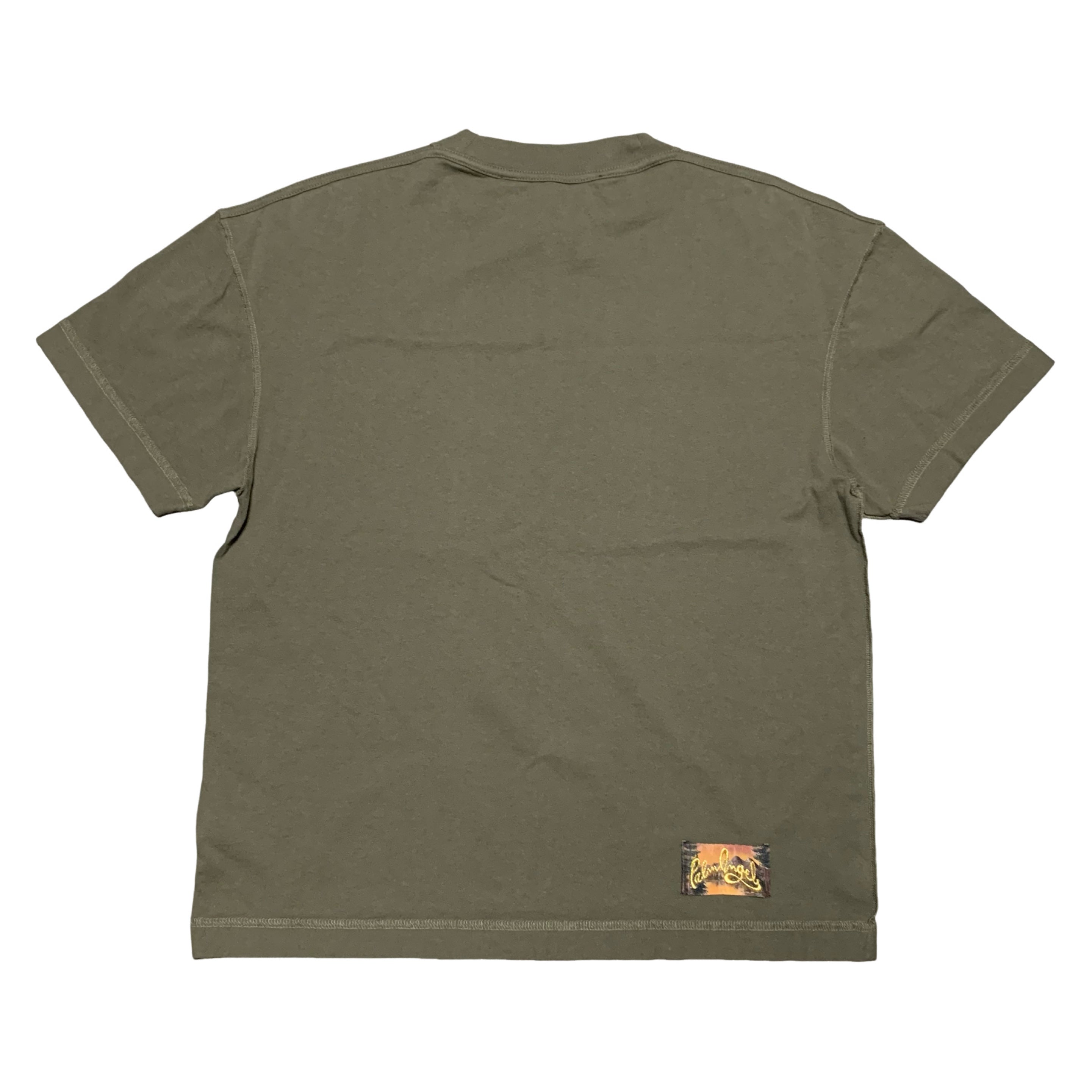 Palm Angels Medium Seasonal Logo Inside Out Military Khaki Green Tee