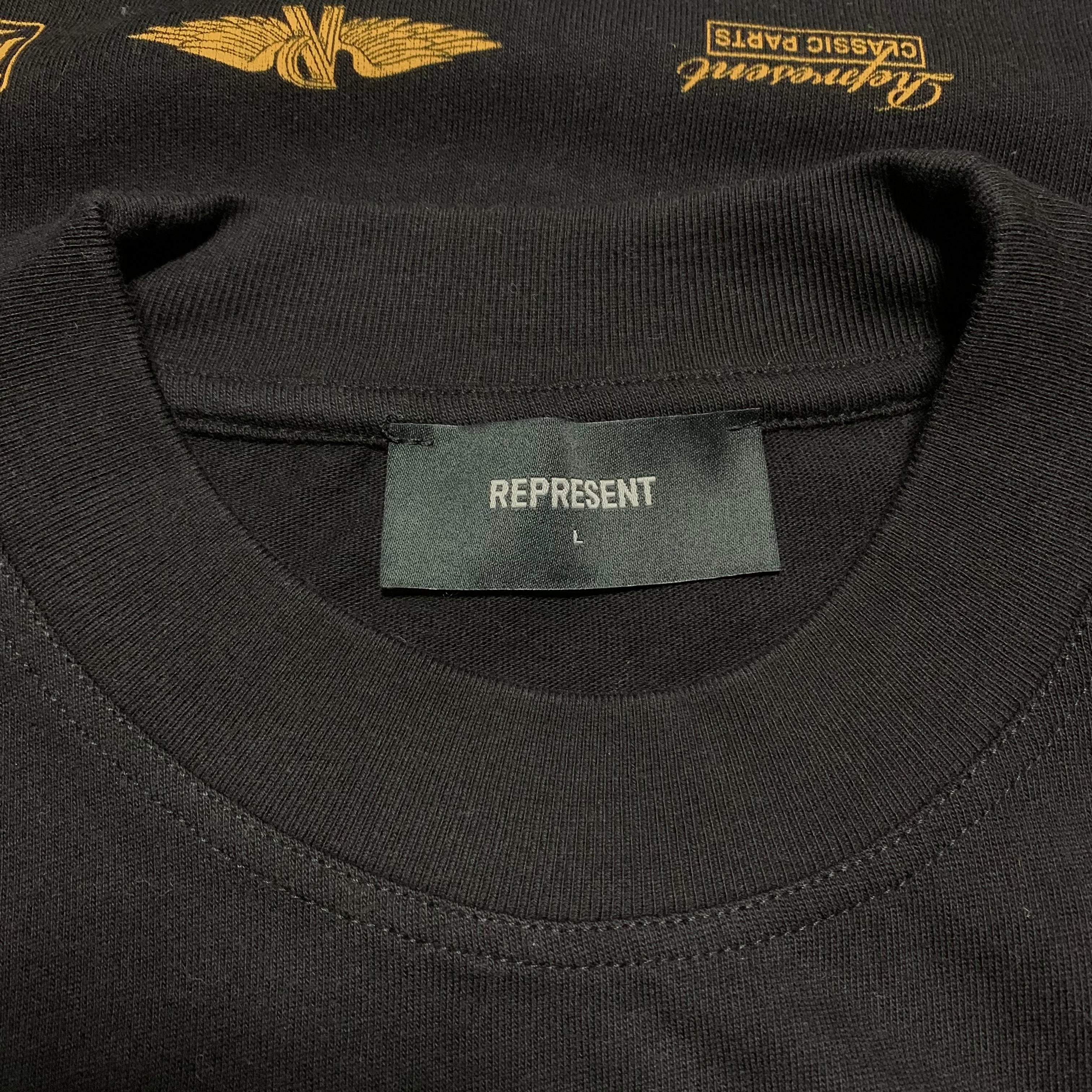 Represent Large Sample Logo Graphic Jet Black Tee