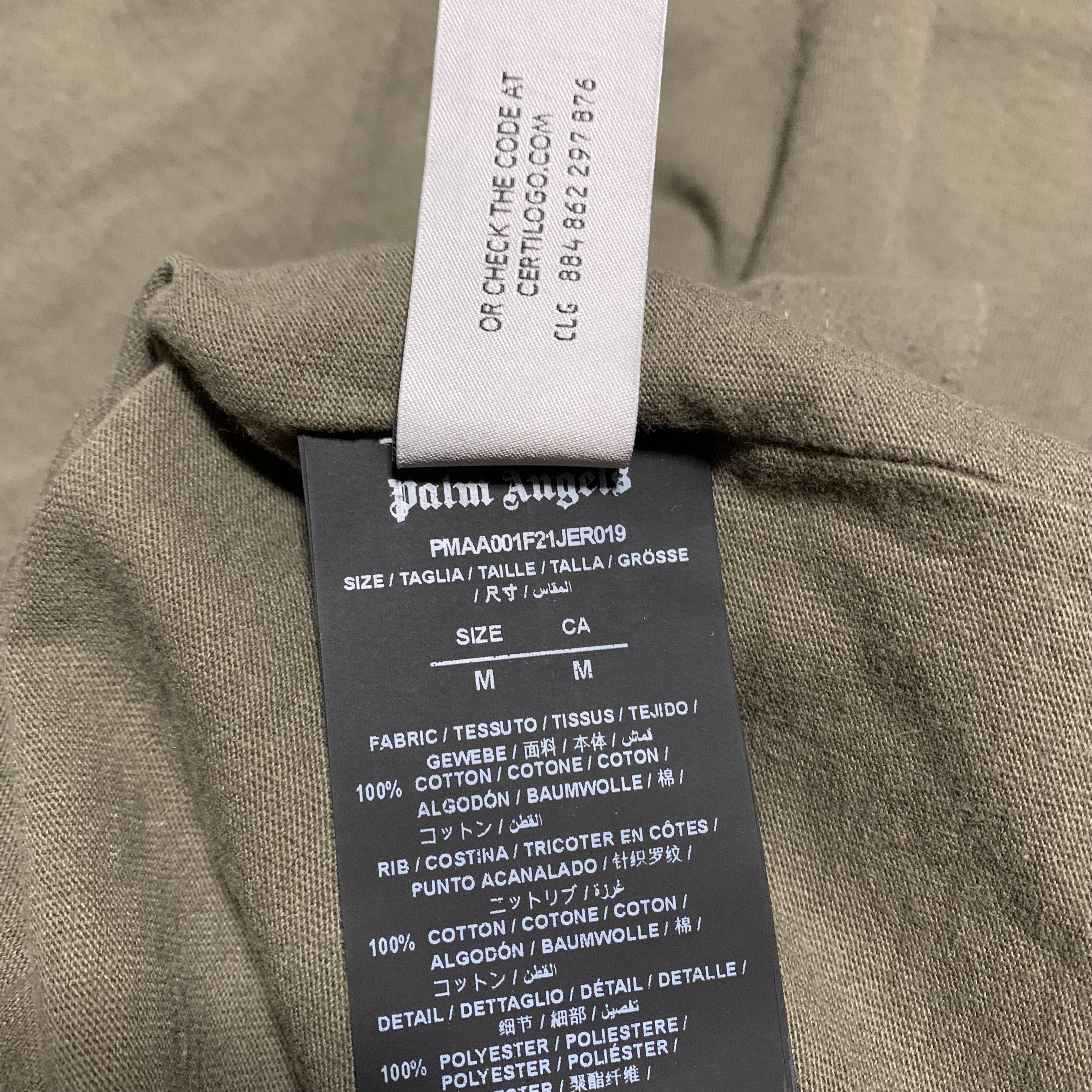 Palm Angels Medium Seasonal Logo Inside Out Military Khaki Green Tee