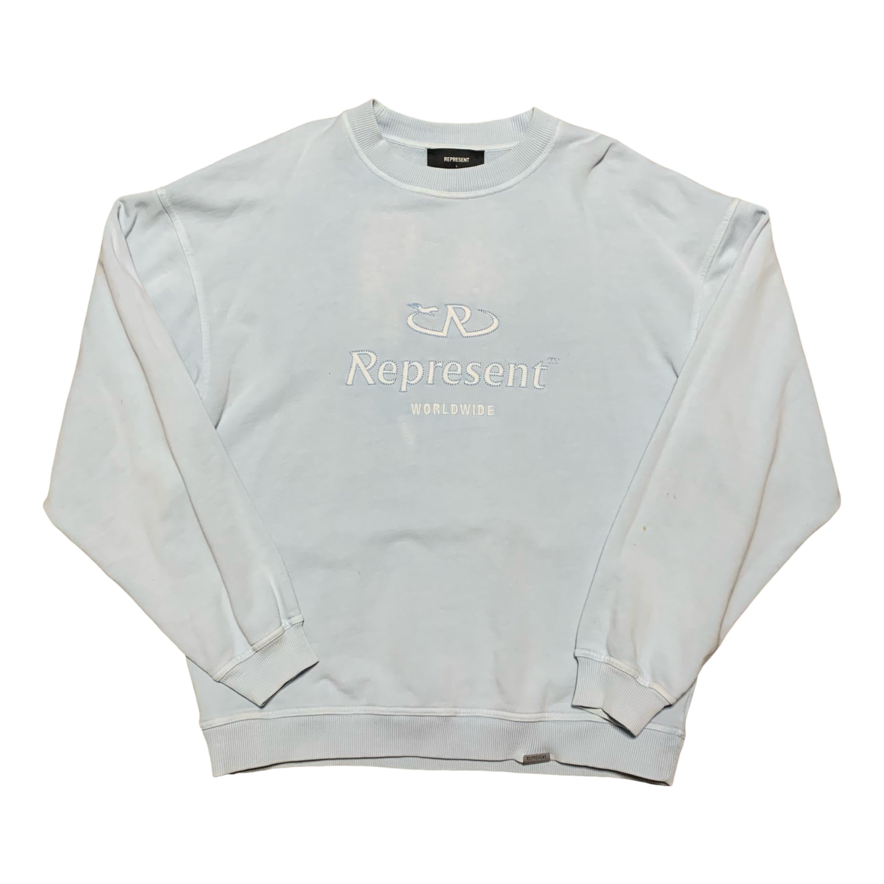 Represent Large Worldwide Powder Blue Sweater Sweatshirt Crewneck