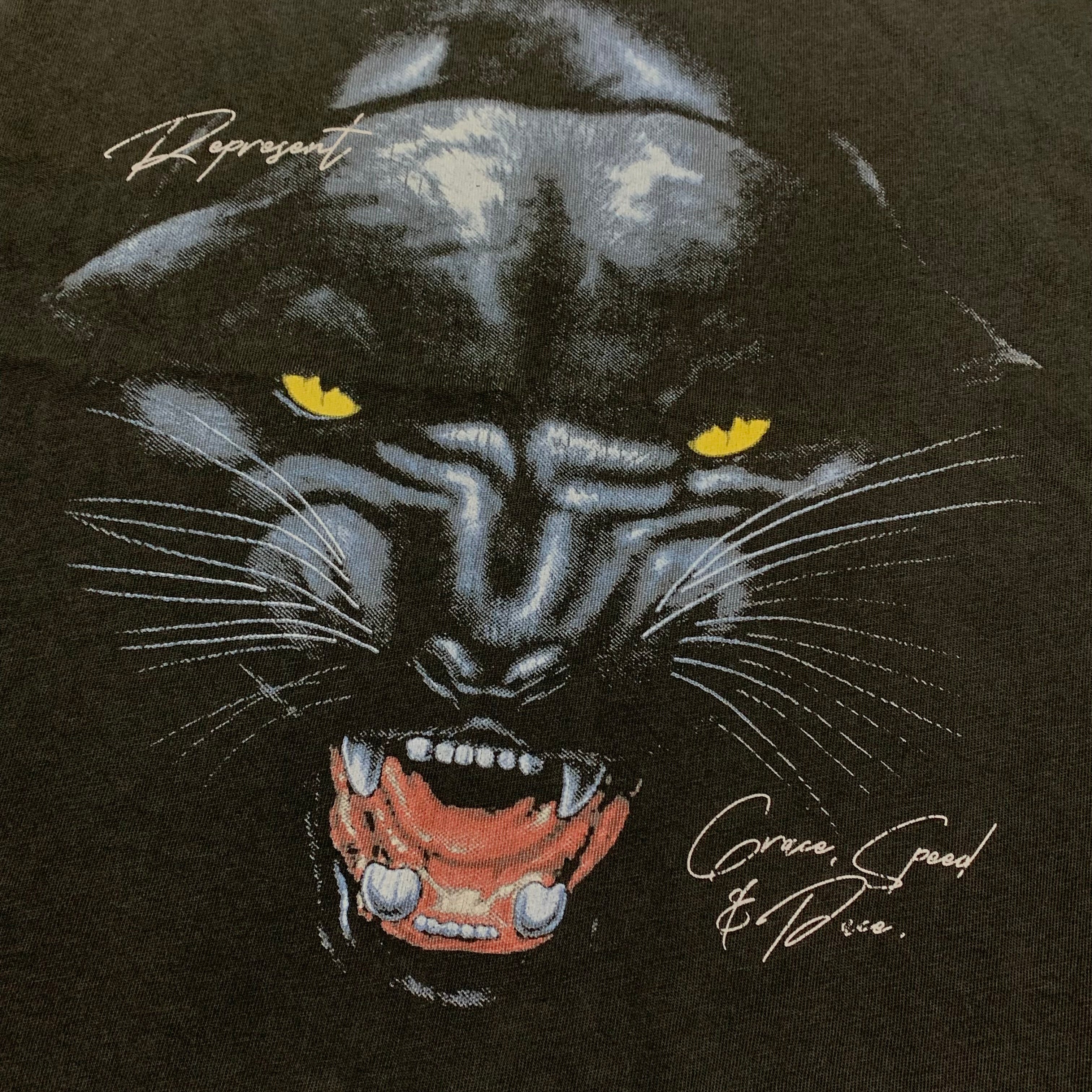 Represent Large Panther Graphic Vintage Black Tee