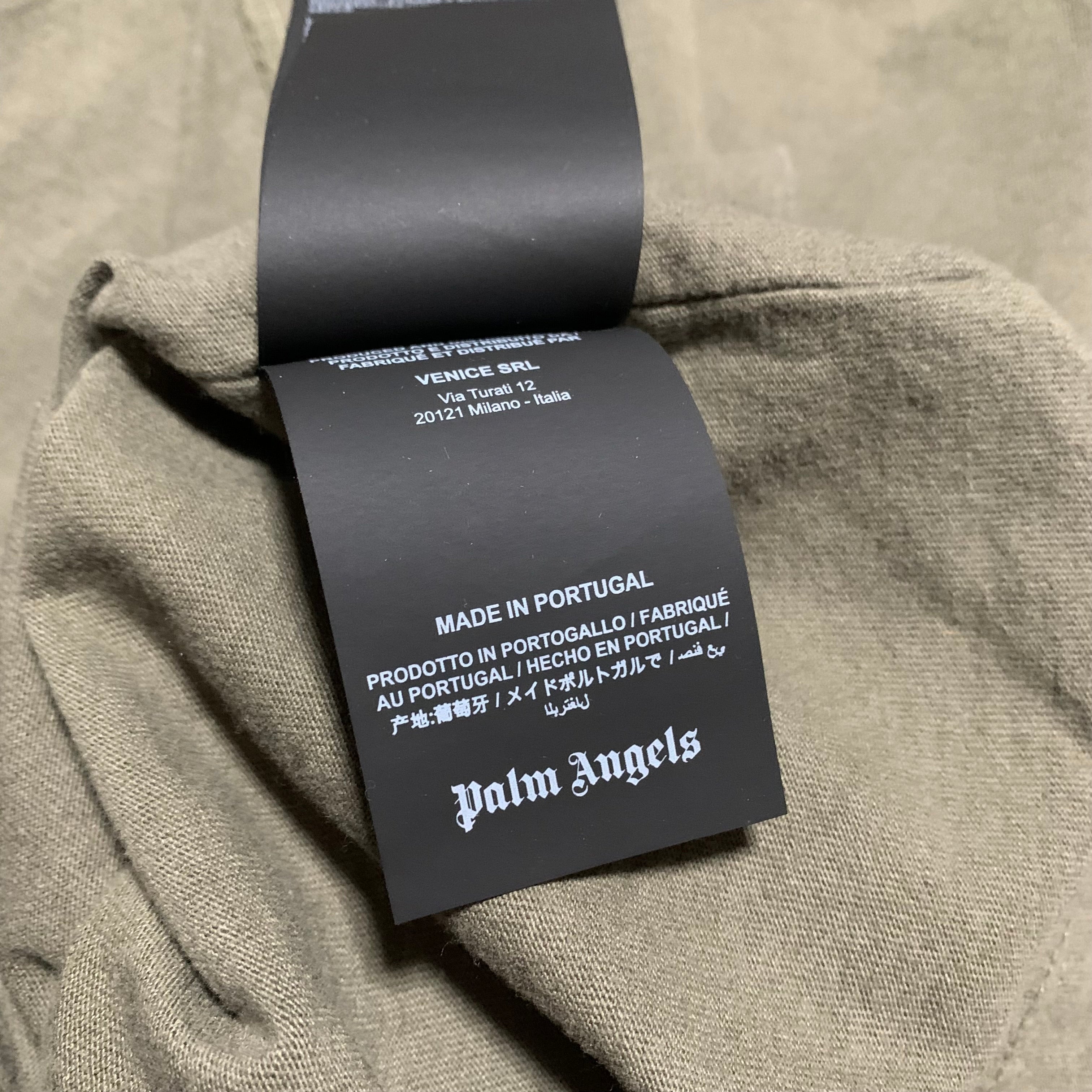 Palm Angels Medium Seasonal Logo Inside Out Military Khaki Green Tee