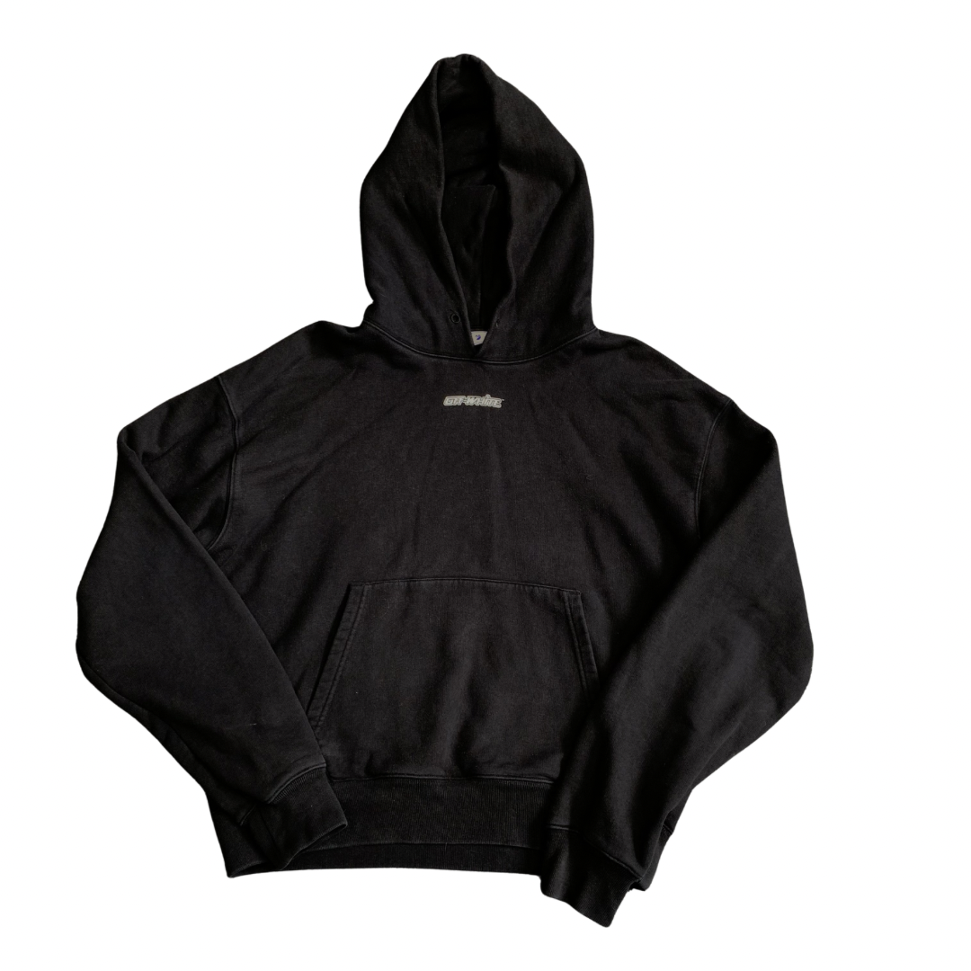 Off White Large Hoodie Marker Arrows Black Hoodie Virgil Abloh Blue Graphic