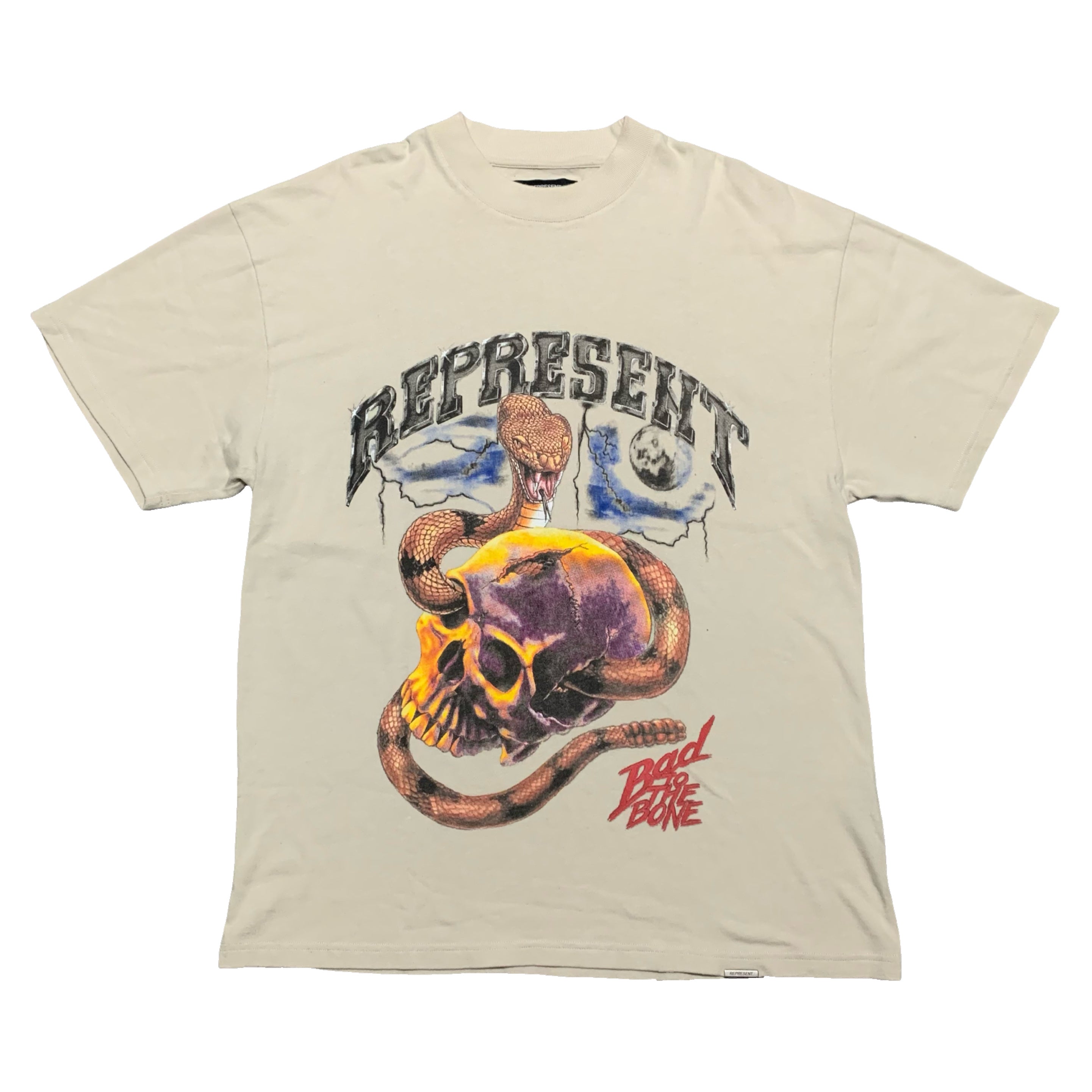 Represent Medium Bad To The Bone Vintage White Tee