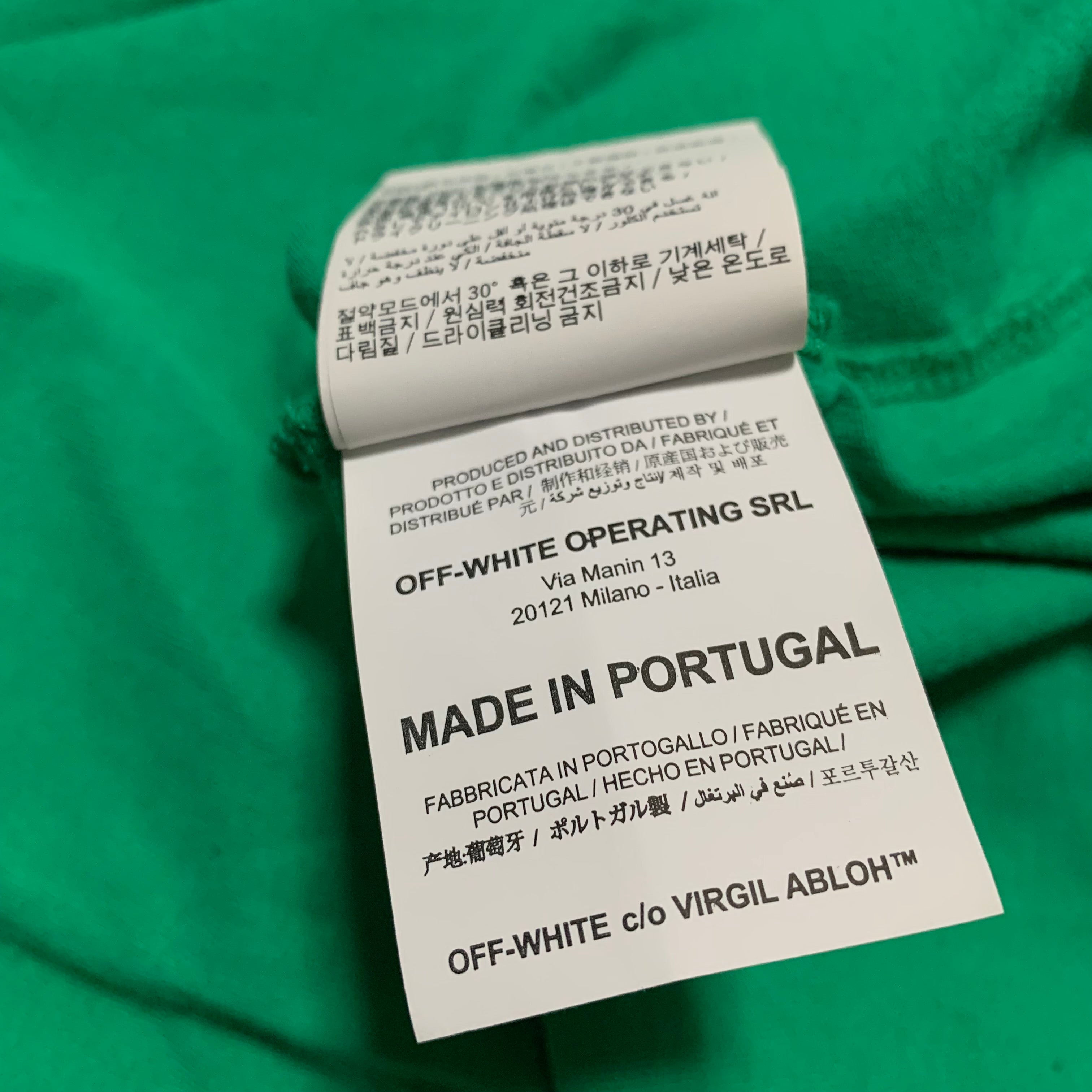 Off White Small Tee Fence Arrows Green T-Shirt Virgil Abloh