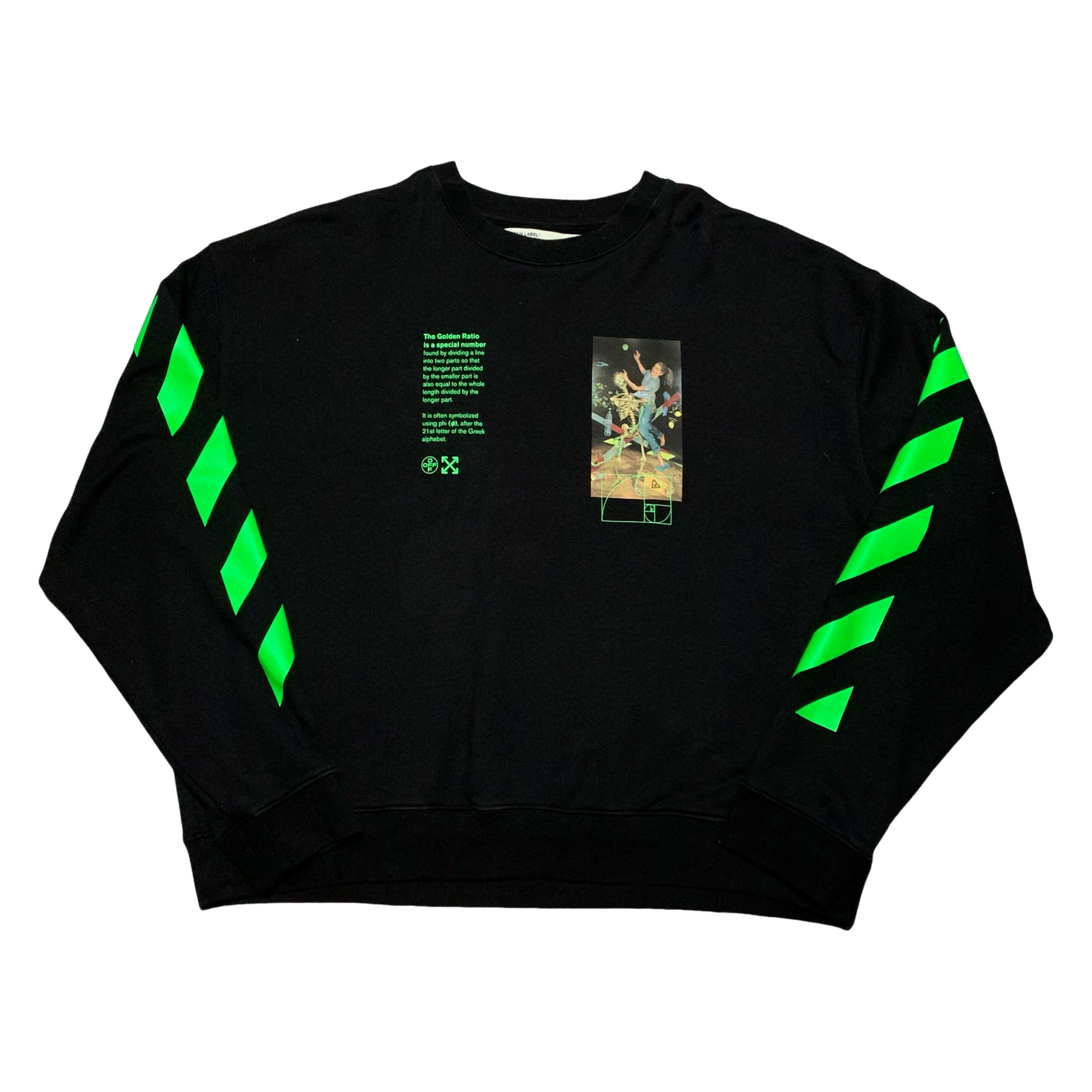 Off White XXL Golden Ratio Black Sweatshirt Crewneck Skeleton Virgil Abloh