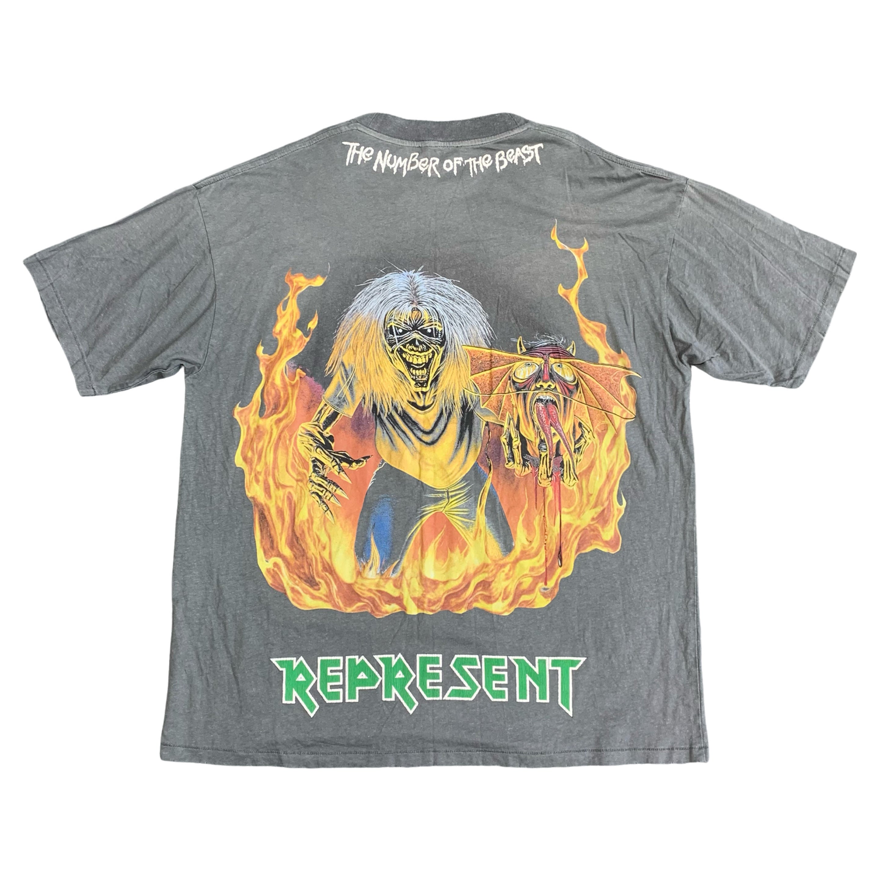 Represent x Iron Maiden Large Tee Number Of Beast Sunfade Grey T-Shirt