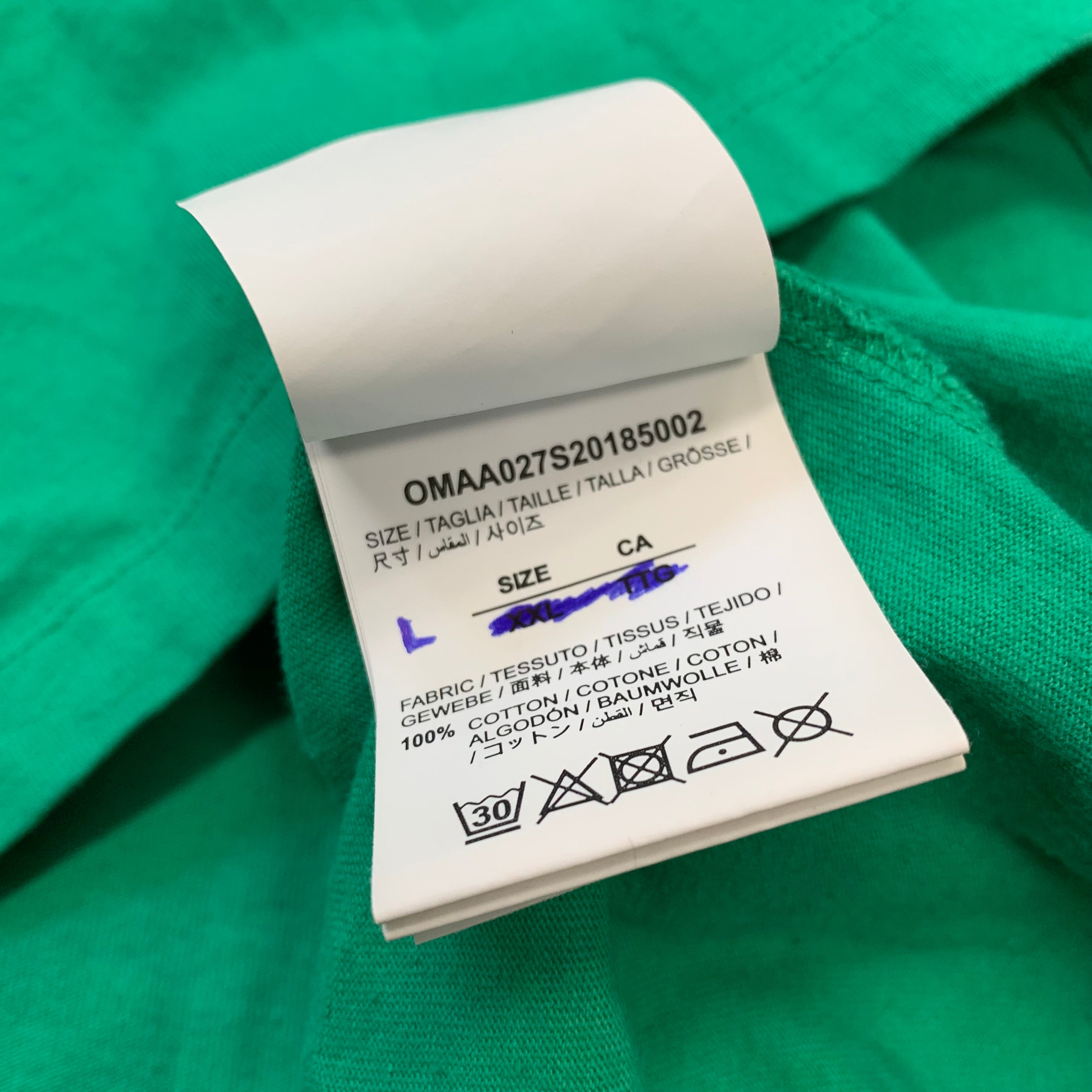 Off White Large Tee Fence Arrows Green T-Shirt Virgil Abloh