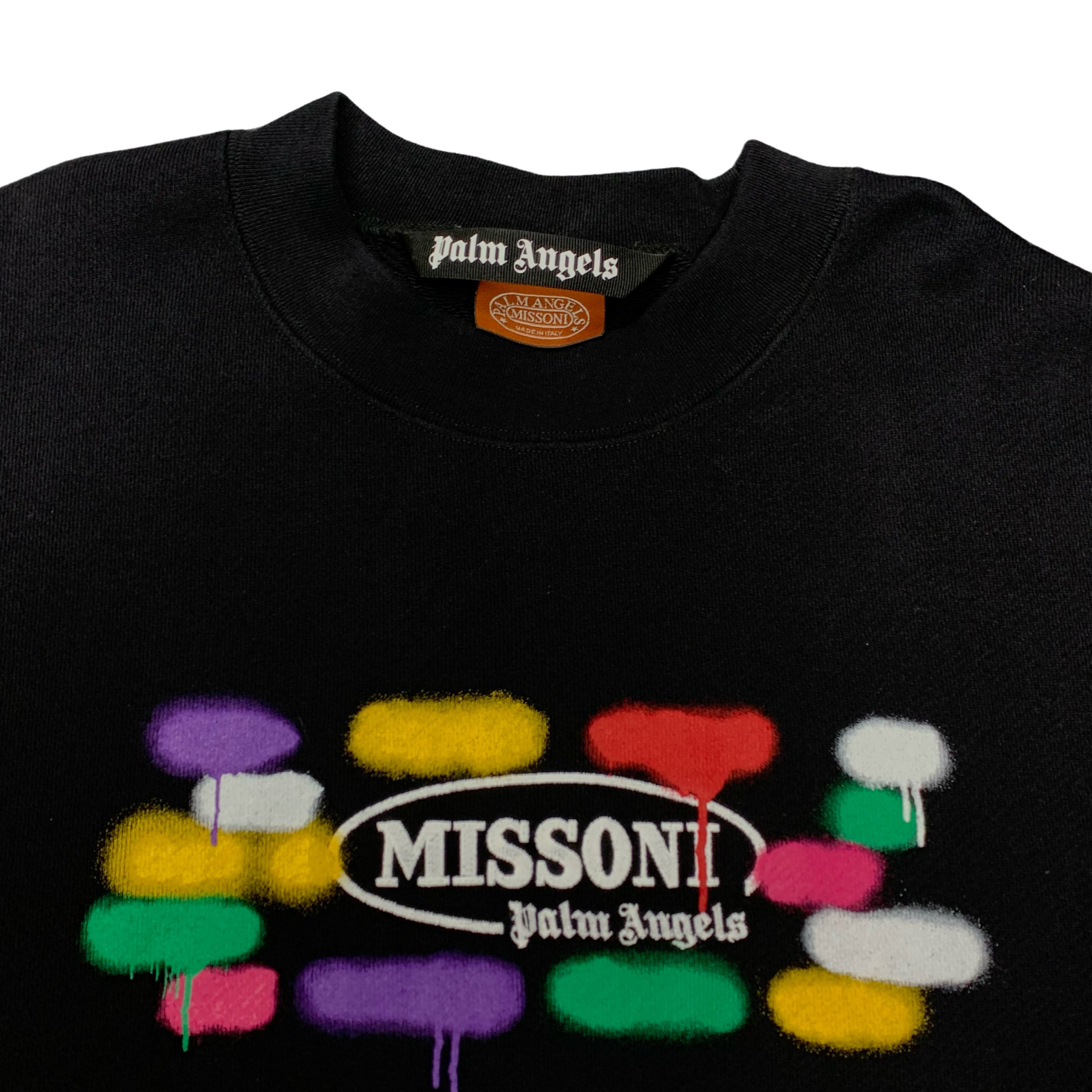 Palm Angels Large Sweatshirt Missoni Sprayed Black Sweatshirt Crewneck
