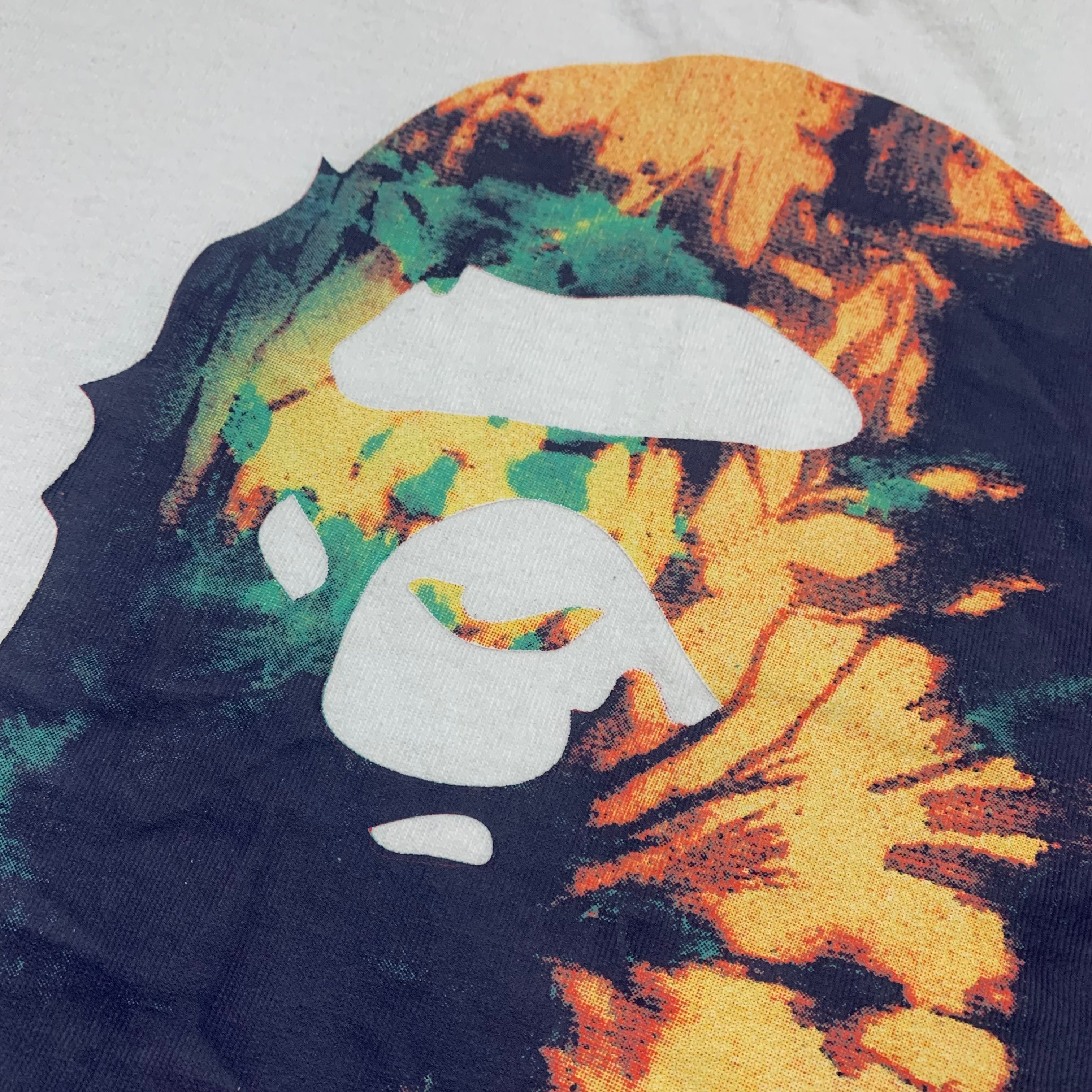 Bape Medium Big Ape Head Tie Dye White Tee