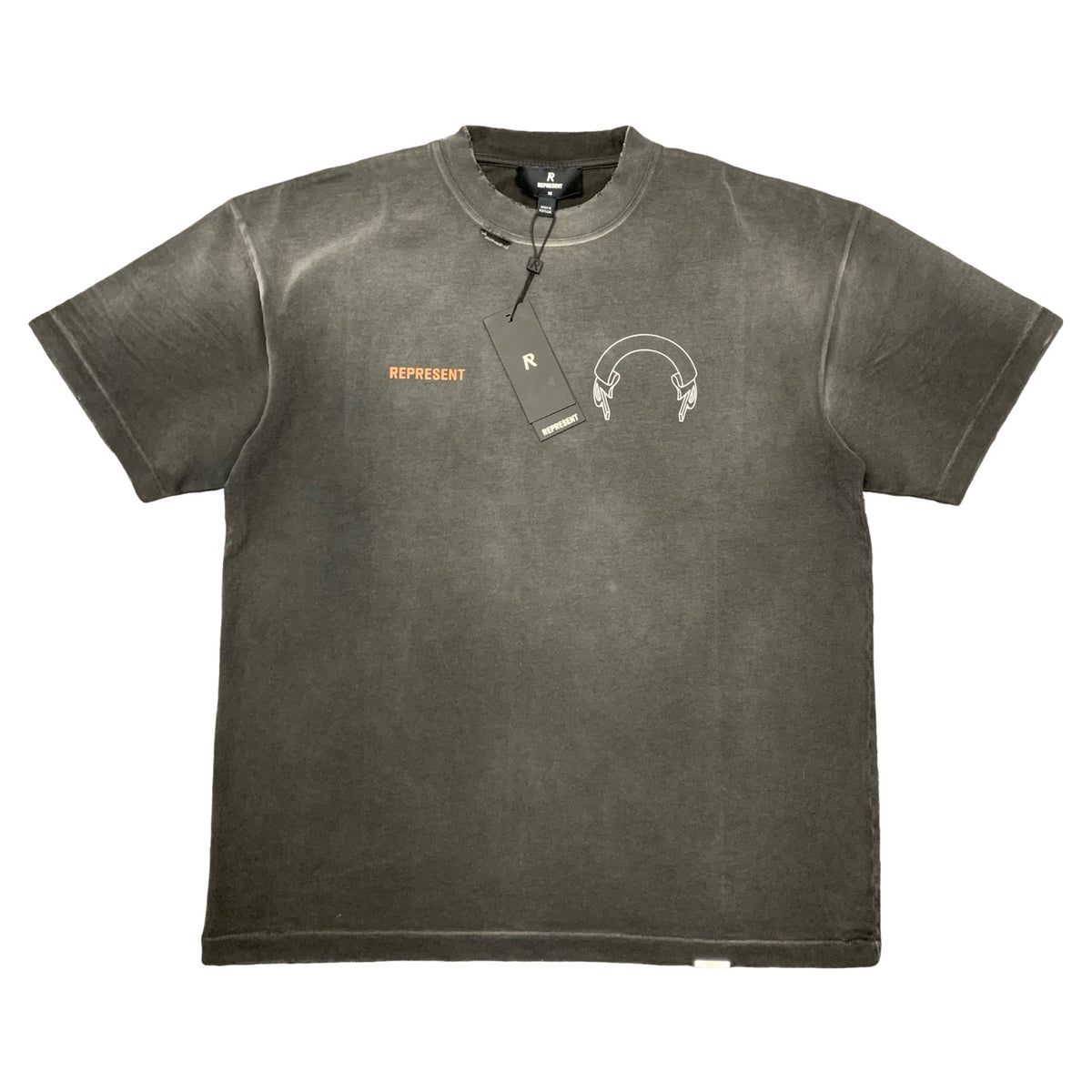 Represent XS Tee Banner Stained Black T-Shirt